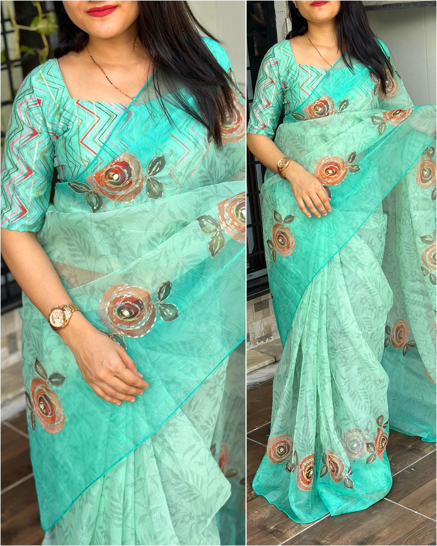 Pastel Saree & Blouse Set