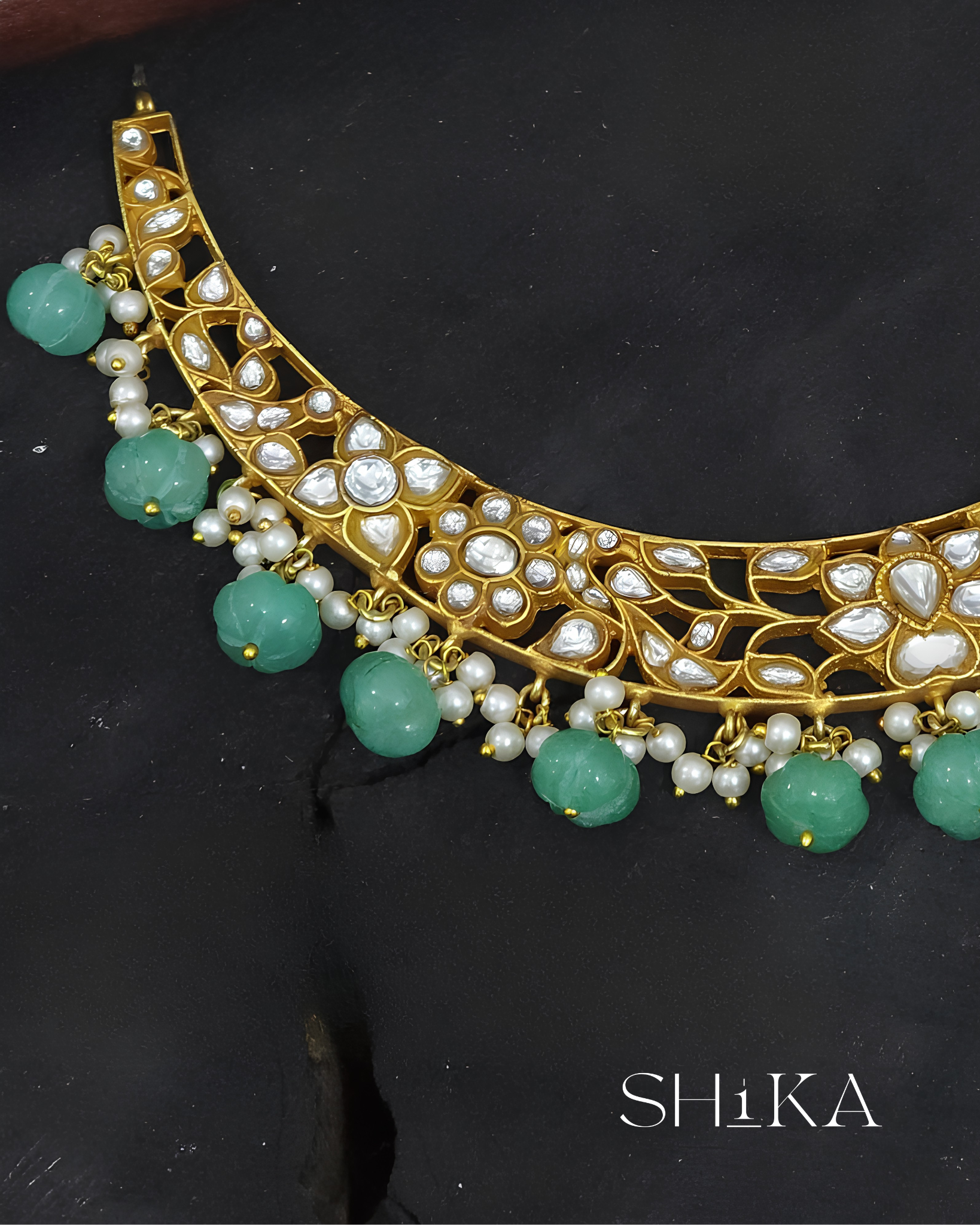 Beaded Jadau Kudan Choker Necklace Set