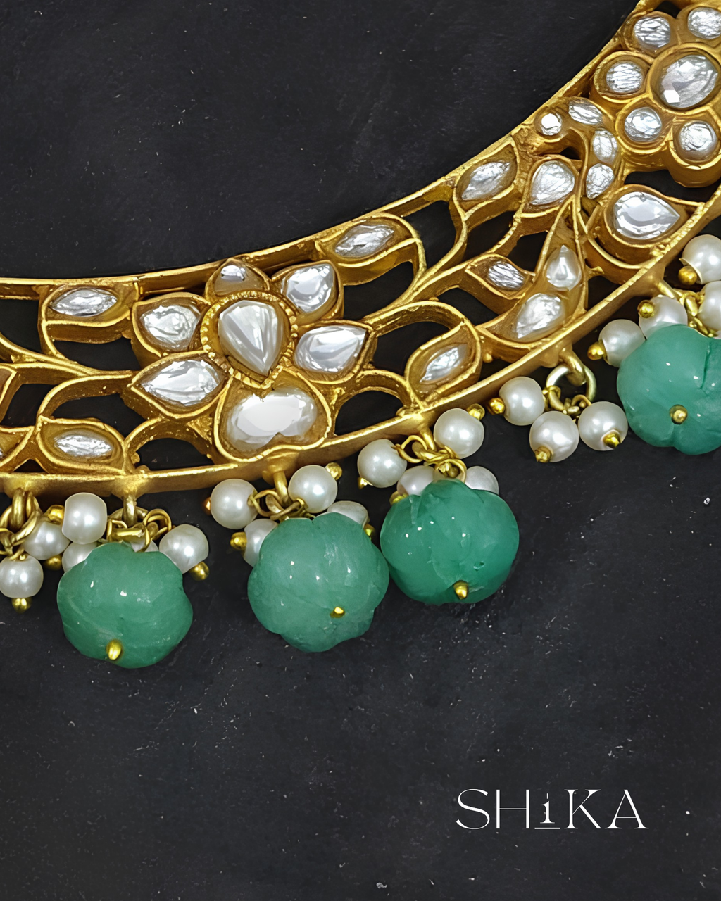 Beaded Jadau Kudan Choker Necklace Set