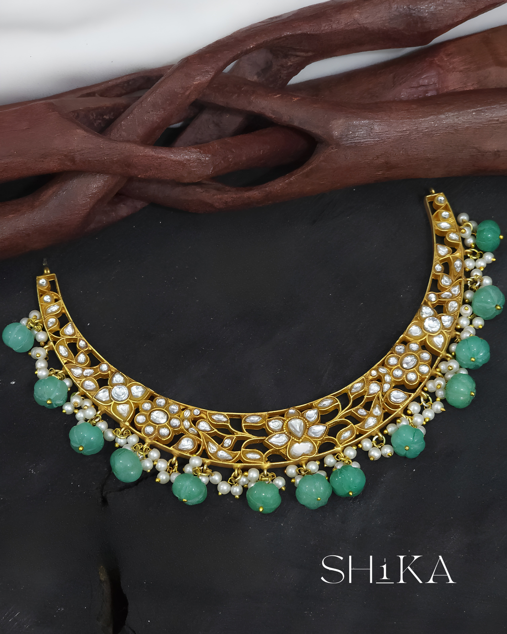 Beaded Jadau Kudan Choker Necklace Set