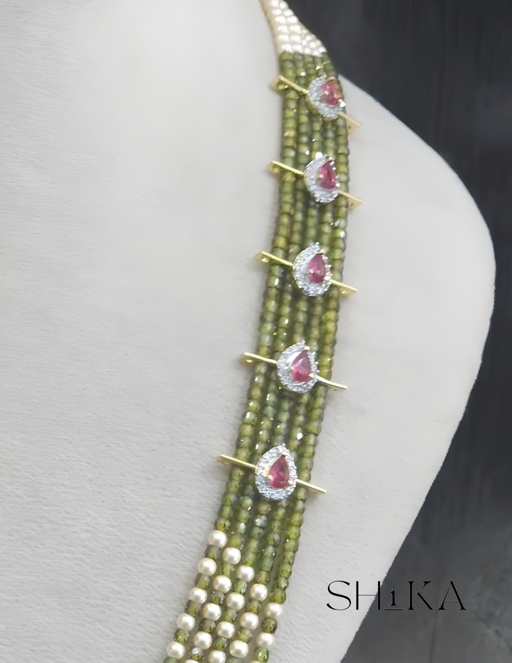 CZ and Mala Bead Necklace