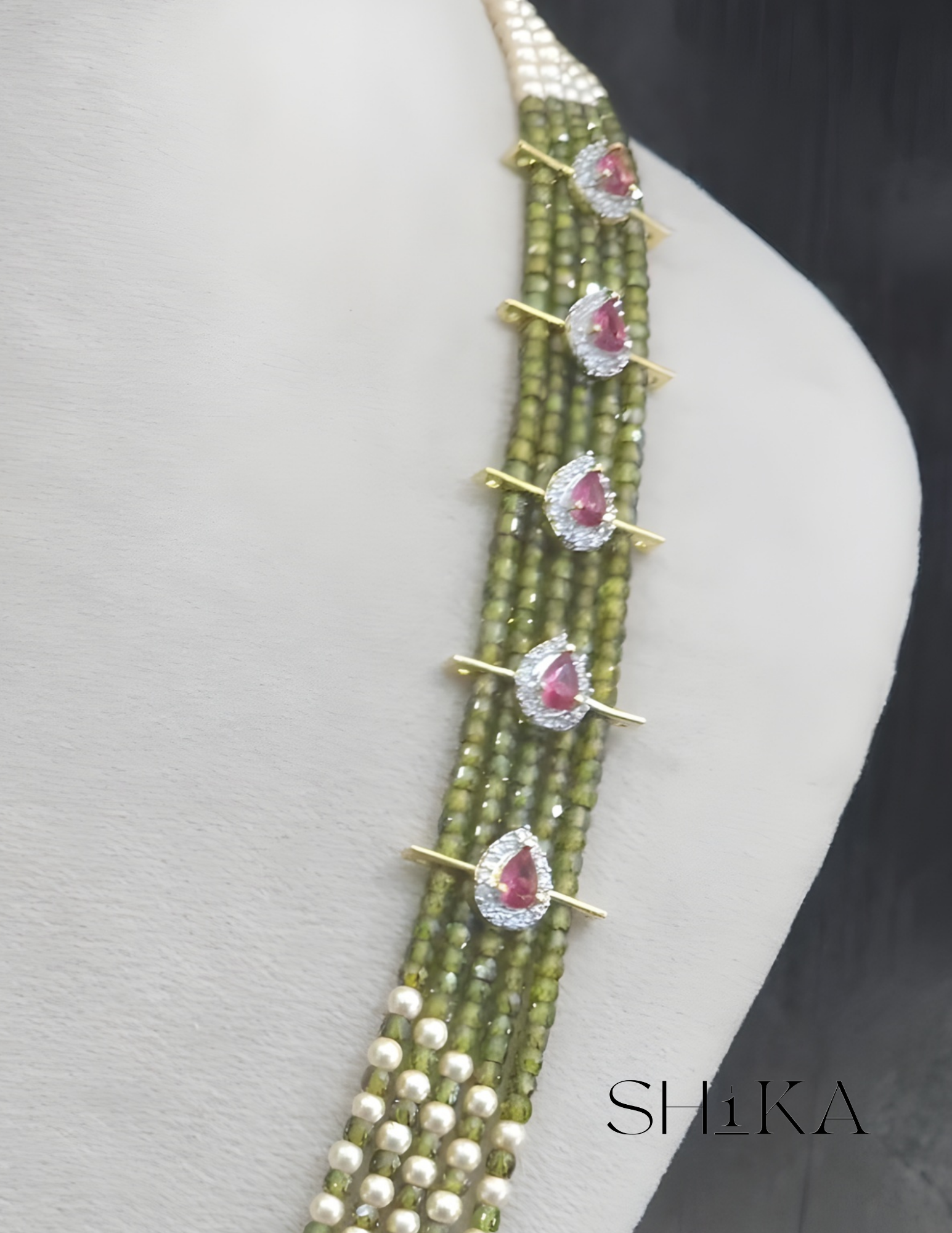 CZ and Mala Bead Necklace