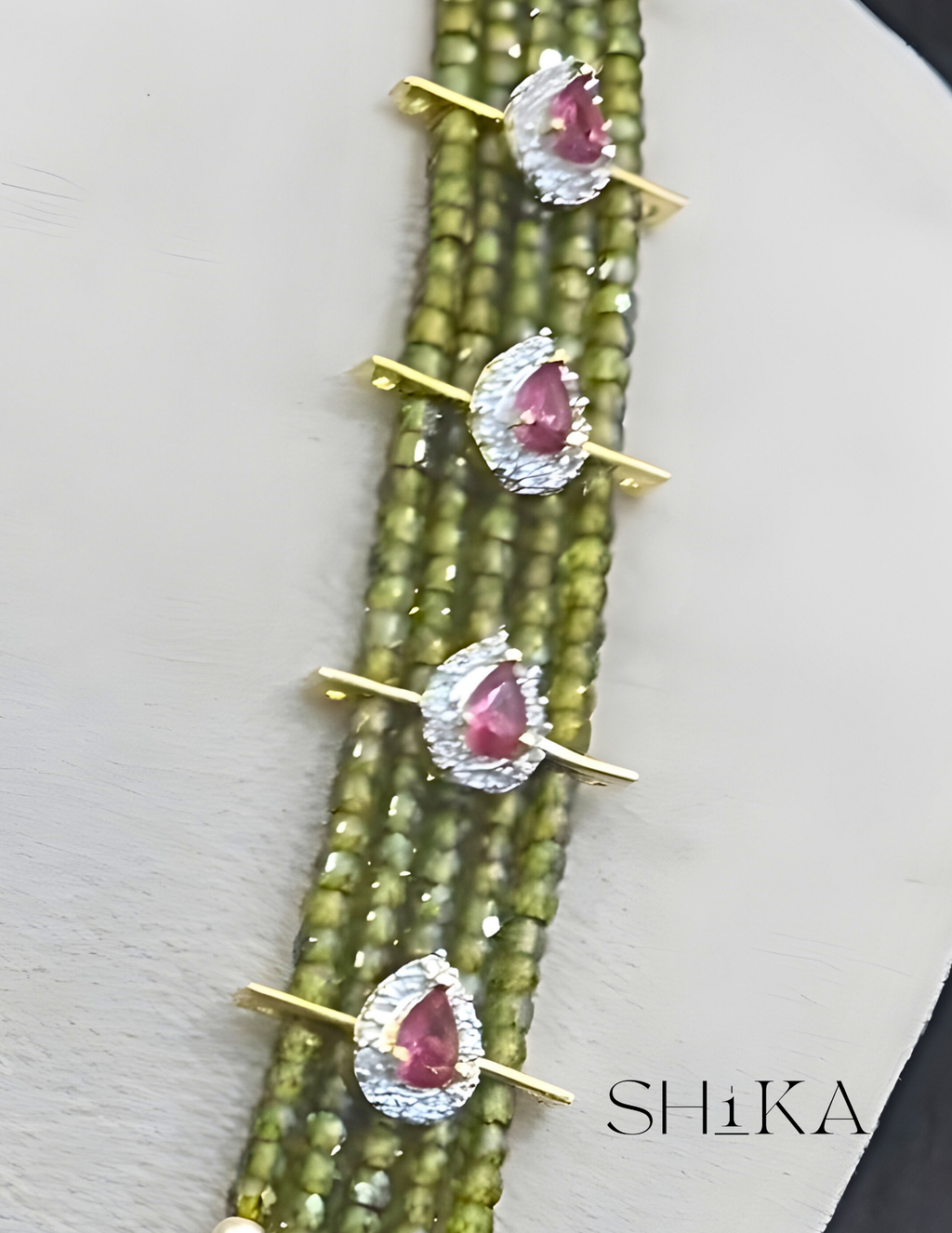 CZ and Mala Bead Necklace