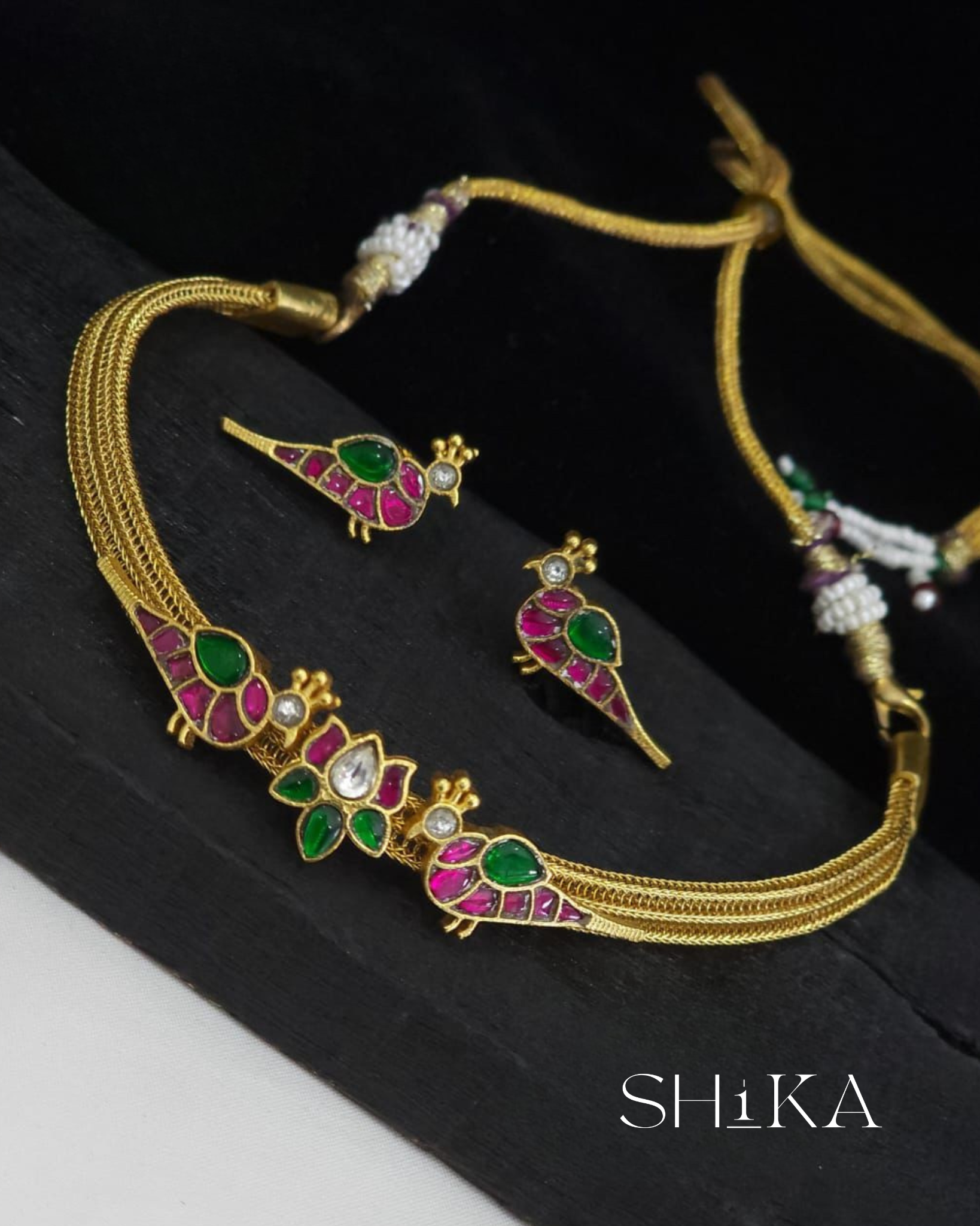 Jadau Kundan Peacock Necklace Set