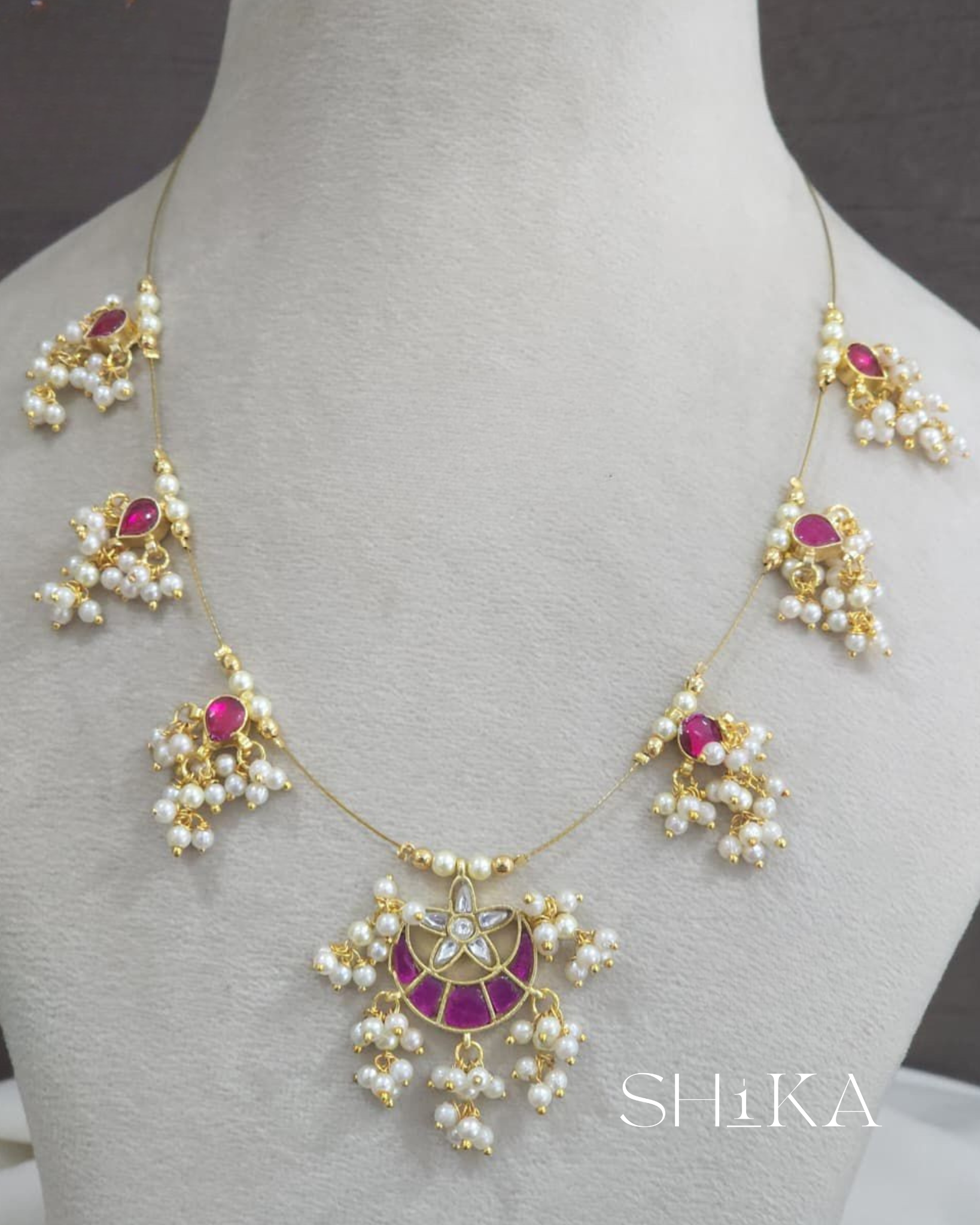 Cresent Jadau Kundan Invisible Necklace