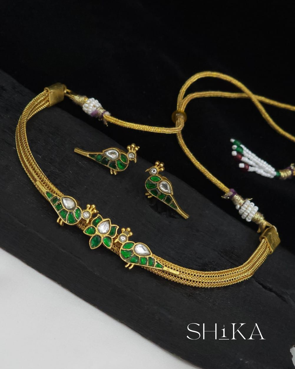 Jadau Kundan Peacock Necklace Set