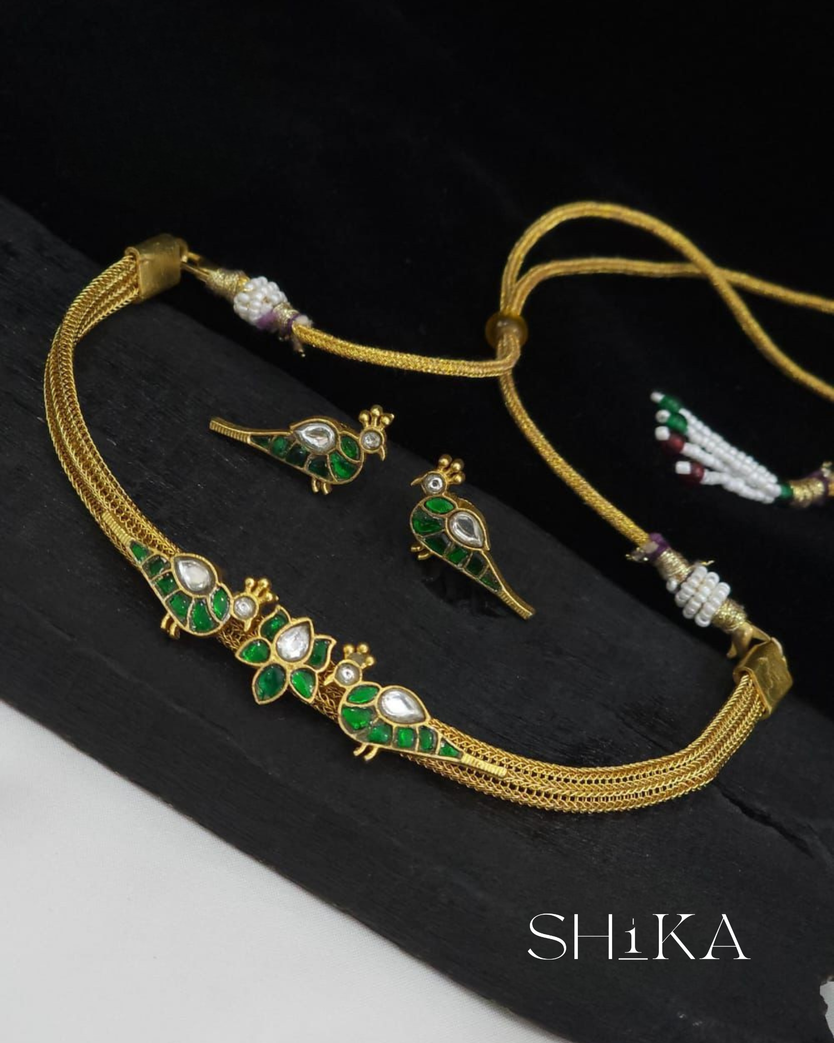 Jadau Kundan Peacock Necklace Set