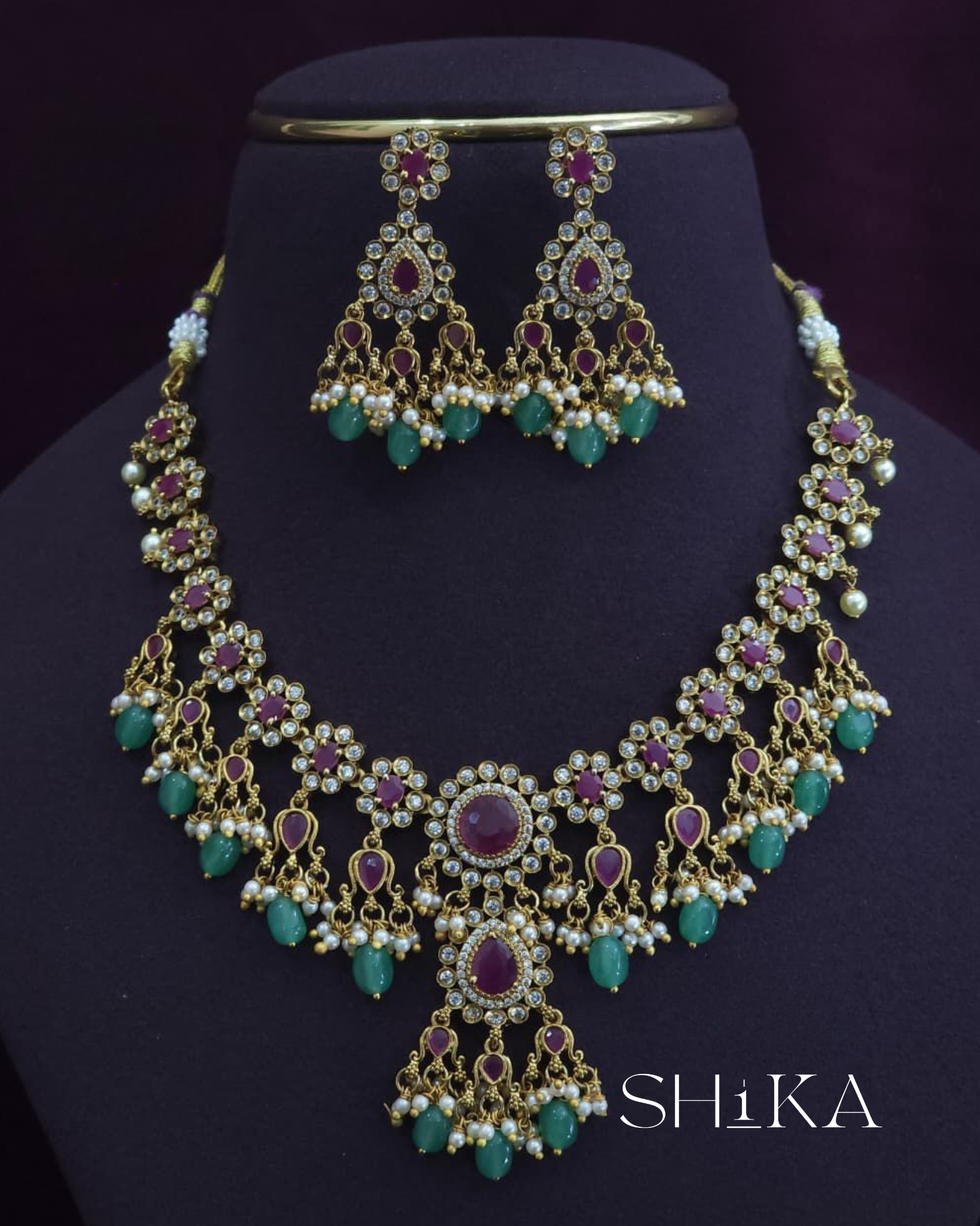 Stone and Bead Necklace Set