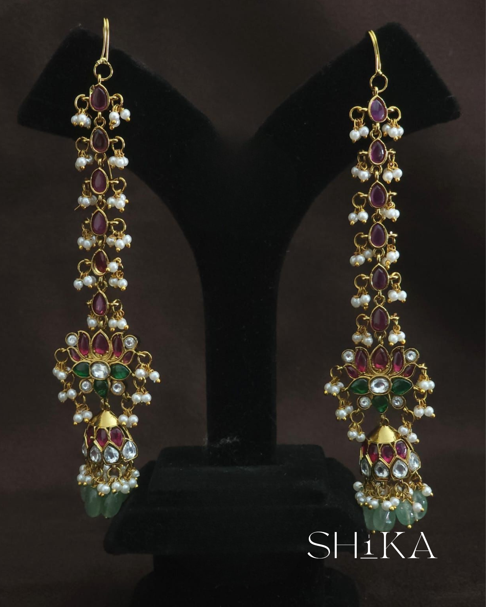 Champaswaralu Kempu Earrings