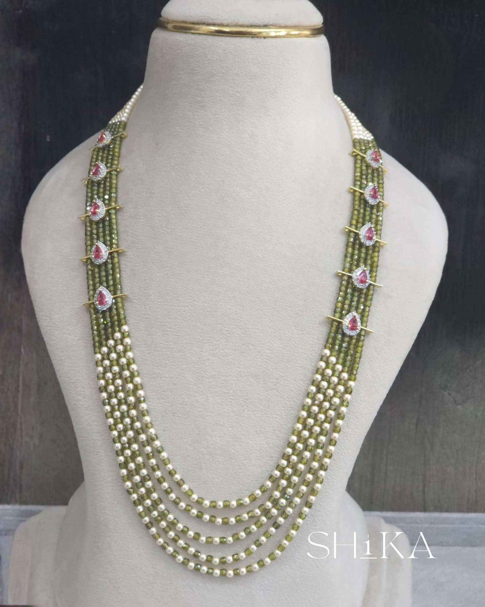 CZ and Mala Bead Necklace
