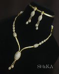 CZ Stone Kante Style Necklace Set