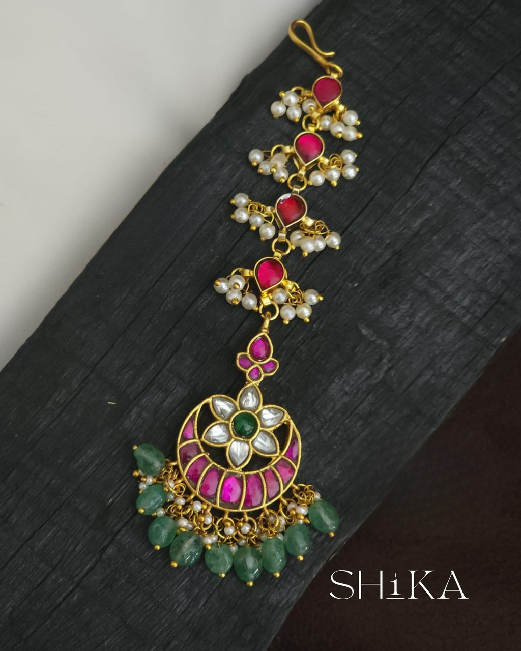 Beaded Fringe Jadau Kundan Tika