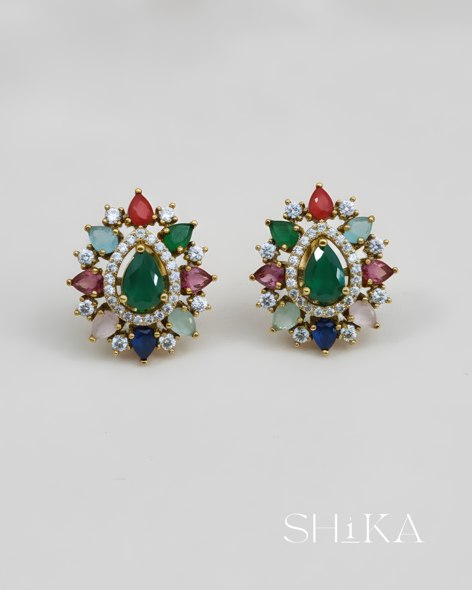 Navratna Stud Earrings