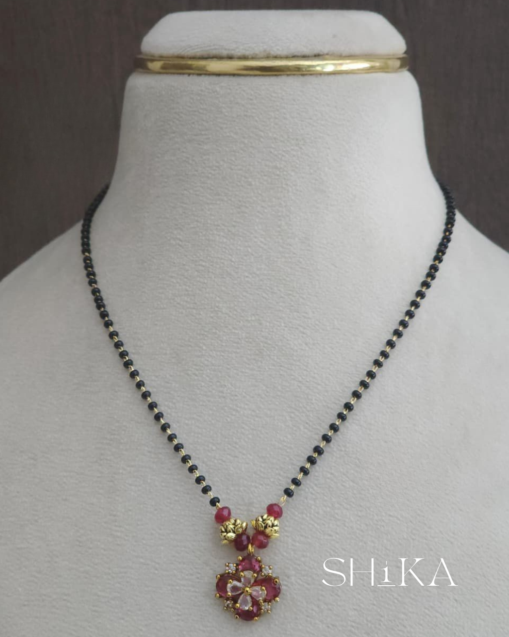 Blooming Pendant Nalla Pusalu Necklace