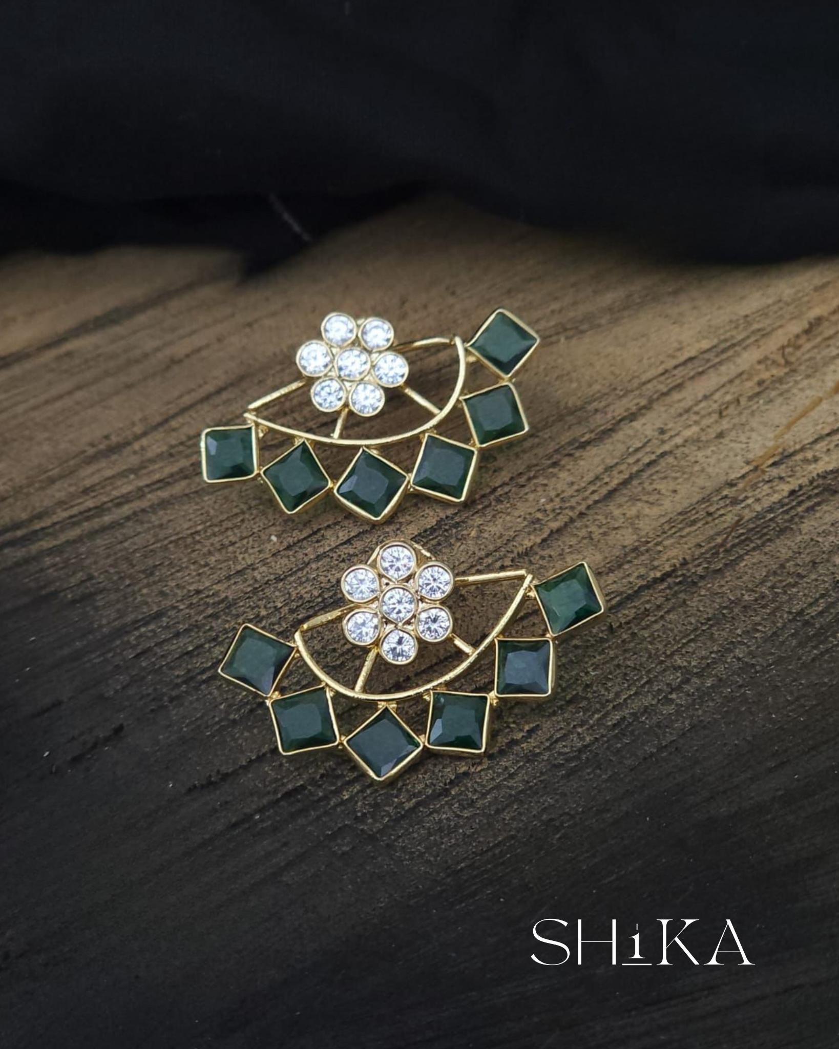 Diamond and Stone Earring/Cuff