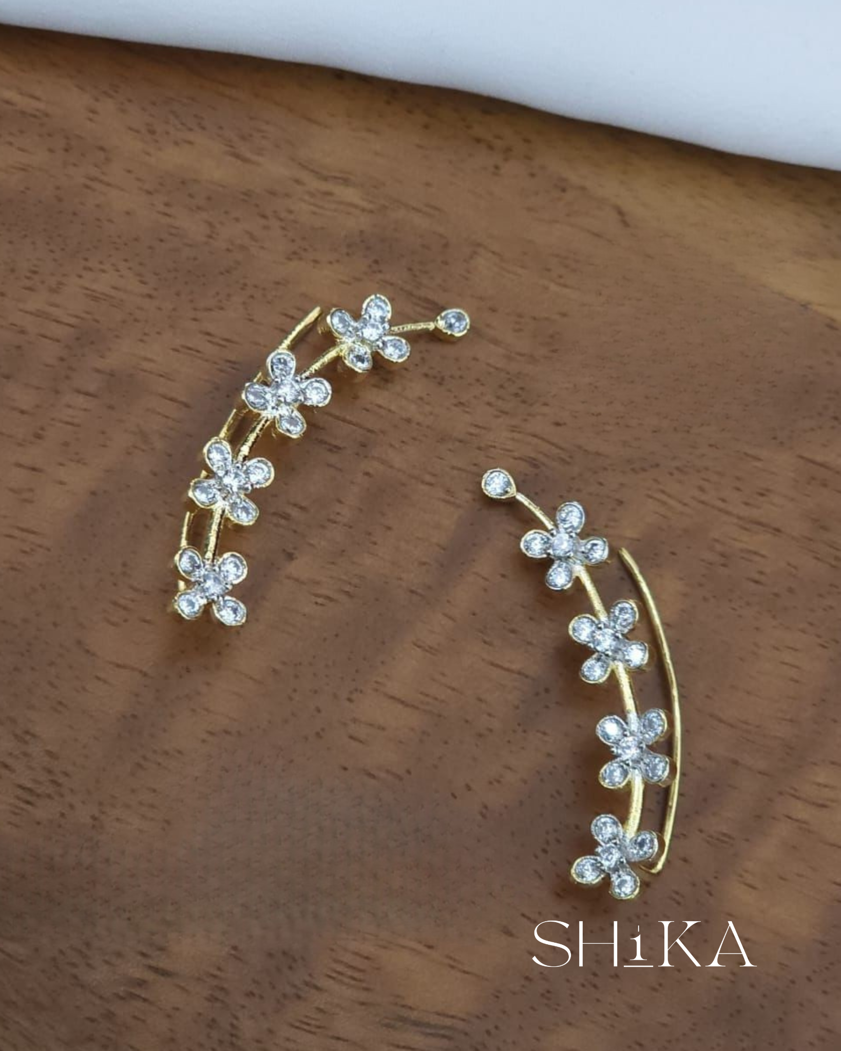 Diamond Floral Ear Cuff