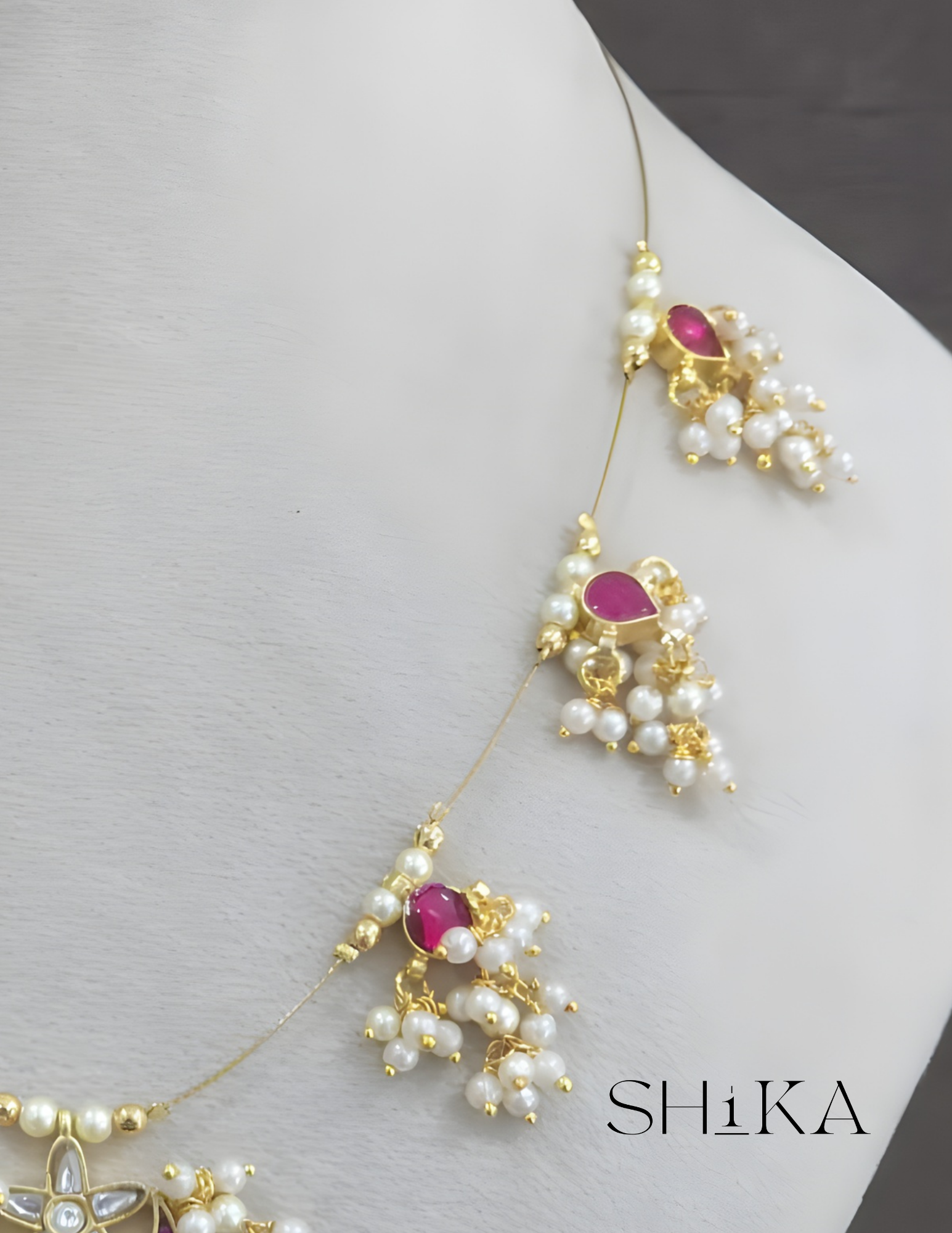 Cresent Jadau Kundan Invisible Necklace