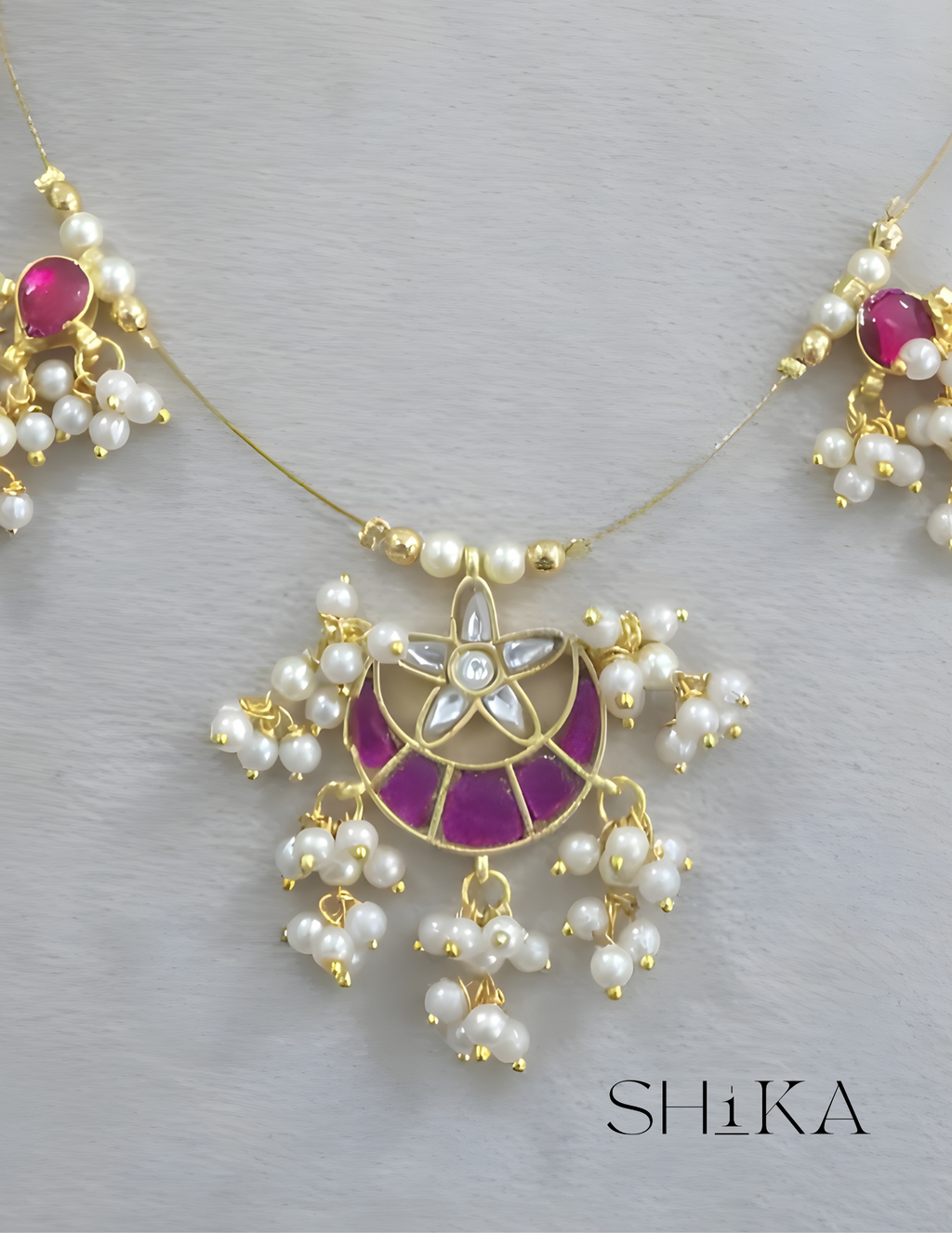 Cresent Jadau Kundan Invisible Necklace