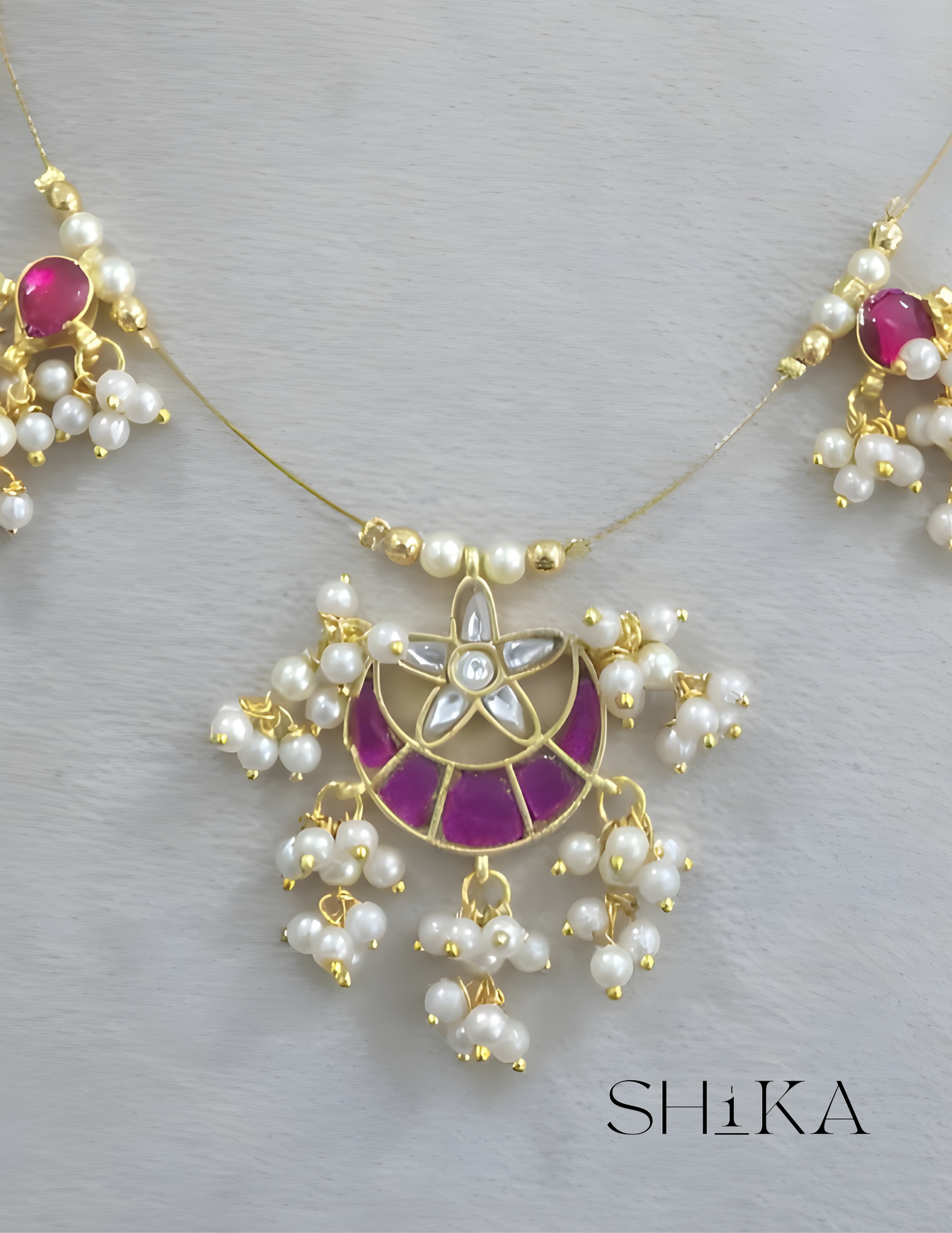 Cresent Jadau Kundan Invisible Necklace