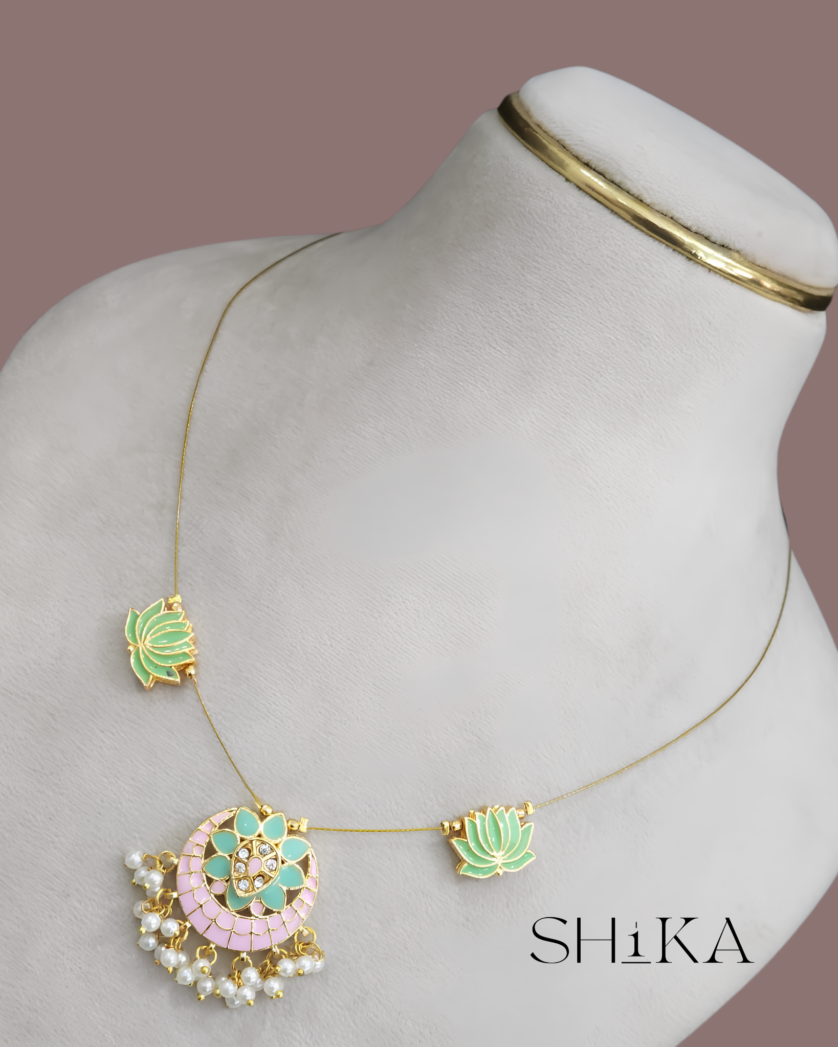 Meenakari Pendant Invisible Necklace
