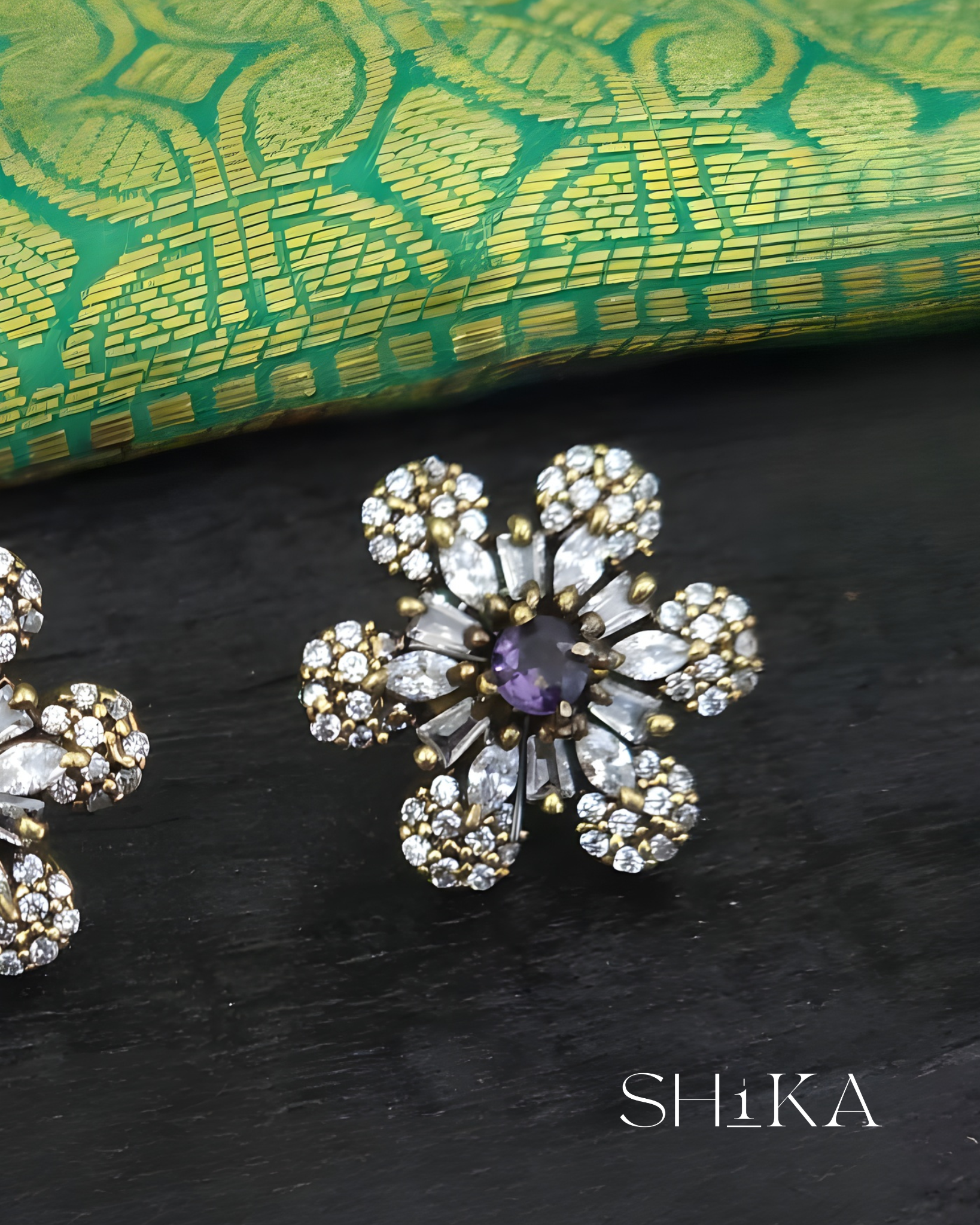 Victorian Moissanite Floral Stud Earrings