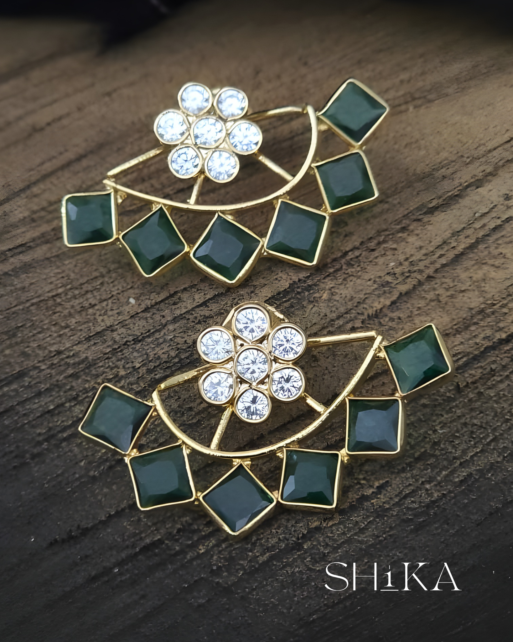 Diamond and Stone Earring/Cuff