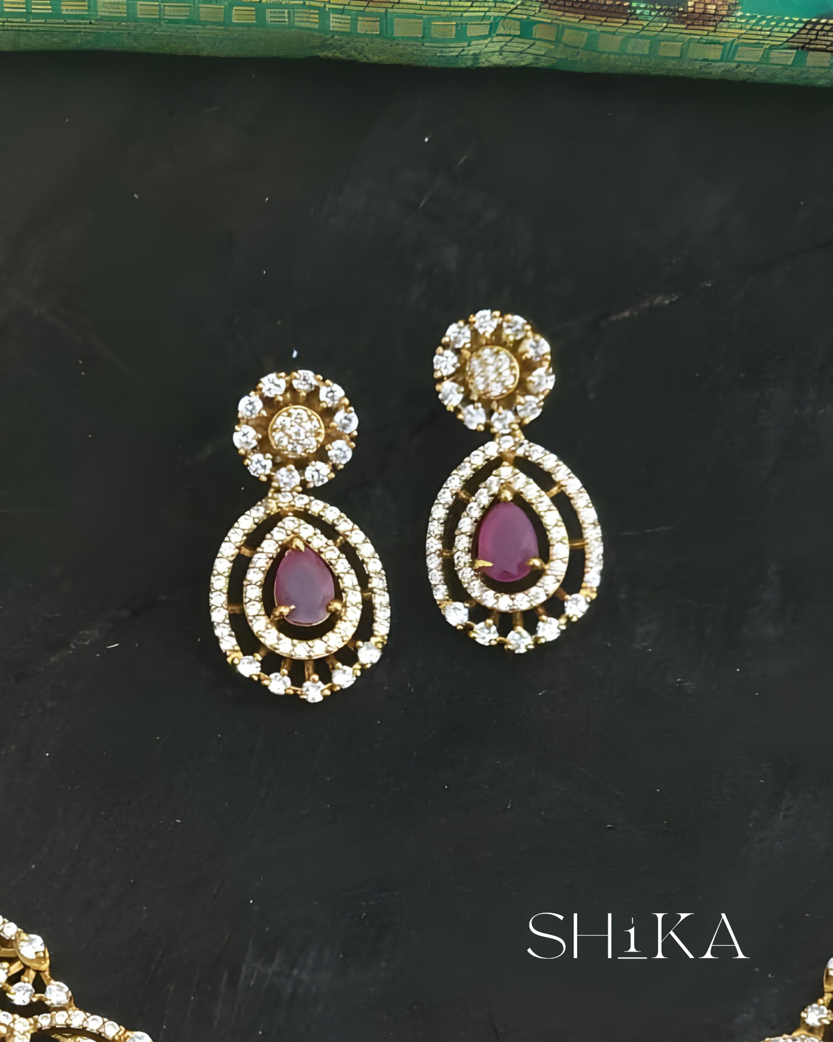 Mughal Tear Drop Stone Necklace Set