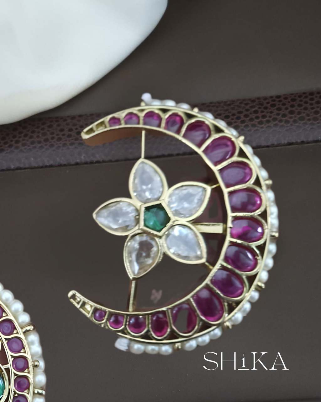 Kempu Floral Sun and Moon Hair Pins