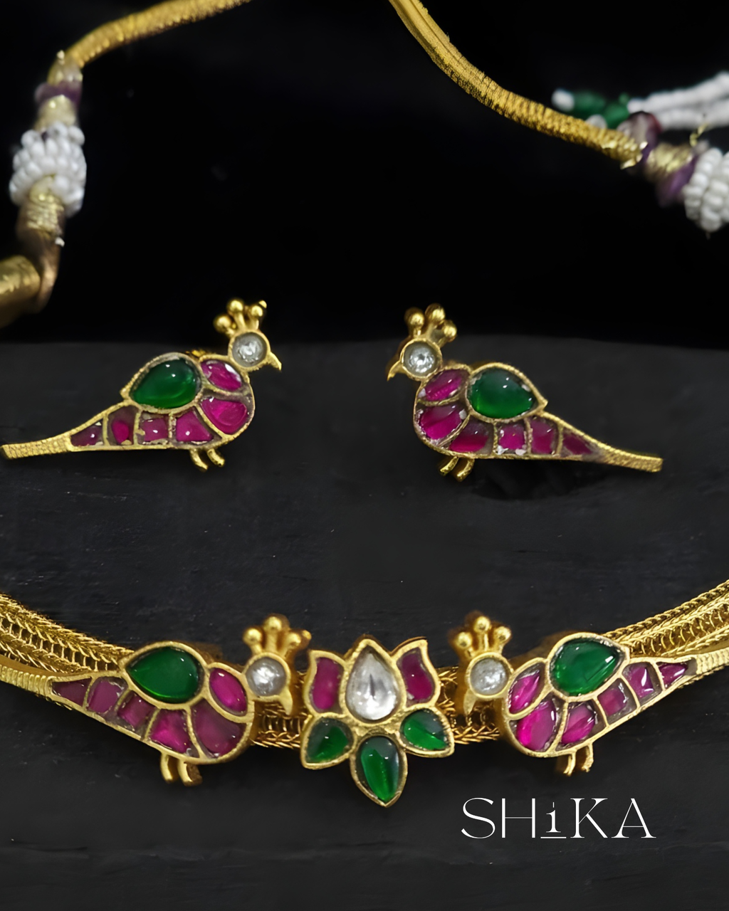 Jadau Kundan Peacock Necklace Set