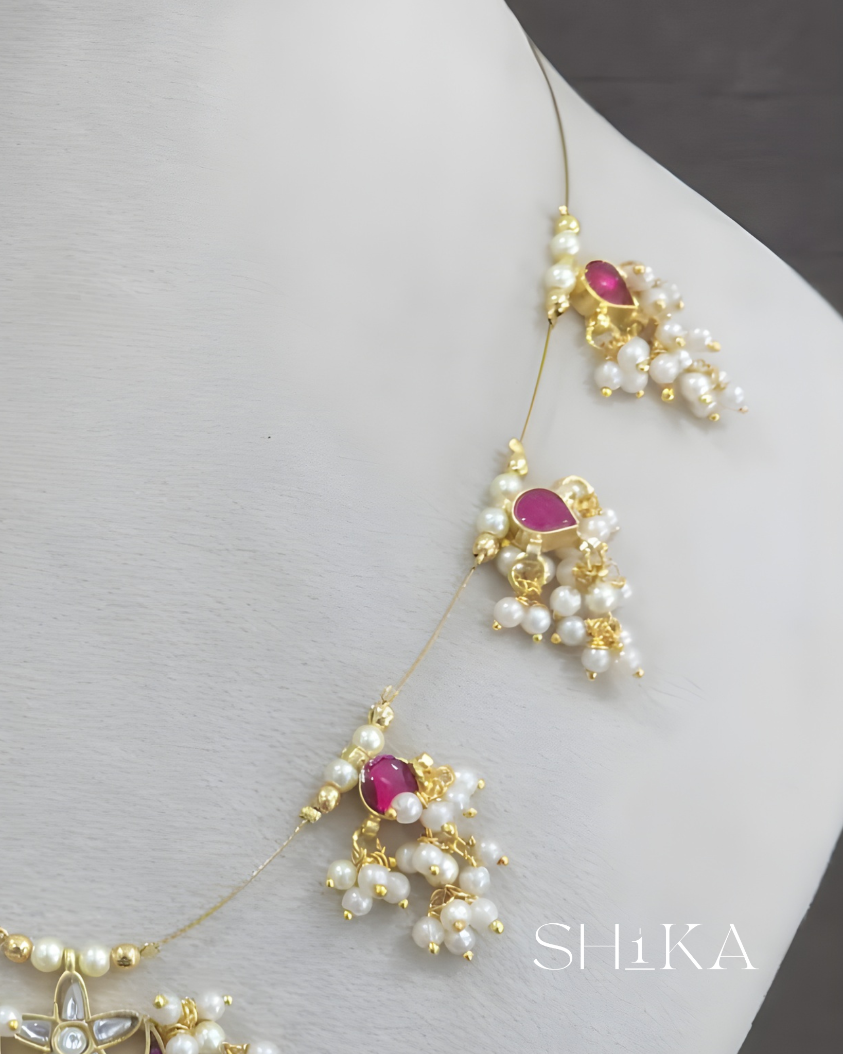 Cresent Jadau Kundan Invisible Necklace