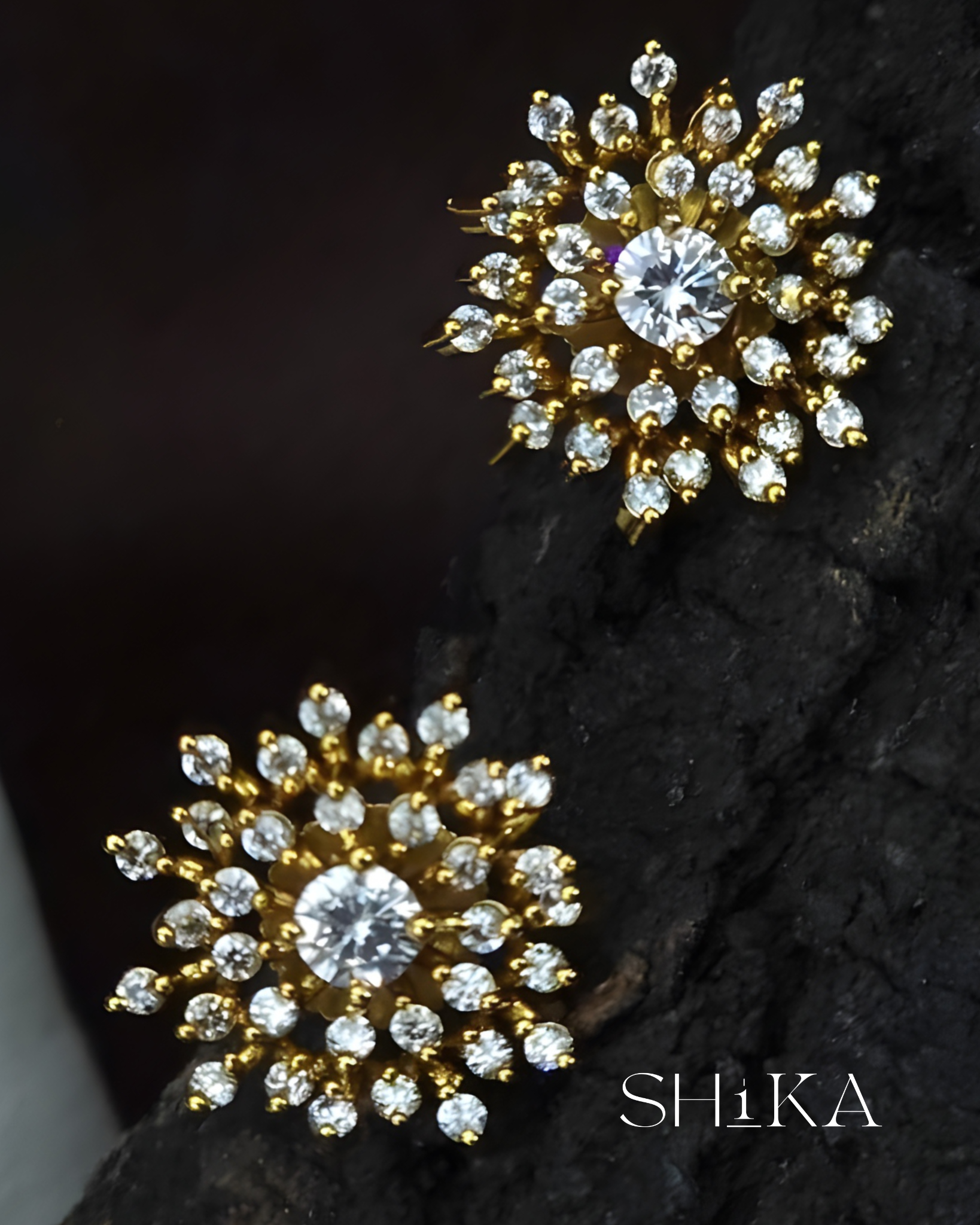 CZ Sunburst Stud Earrings