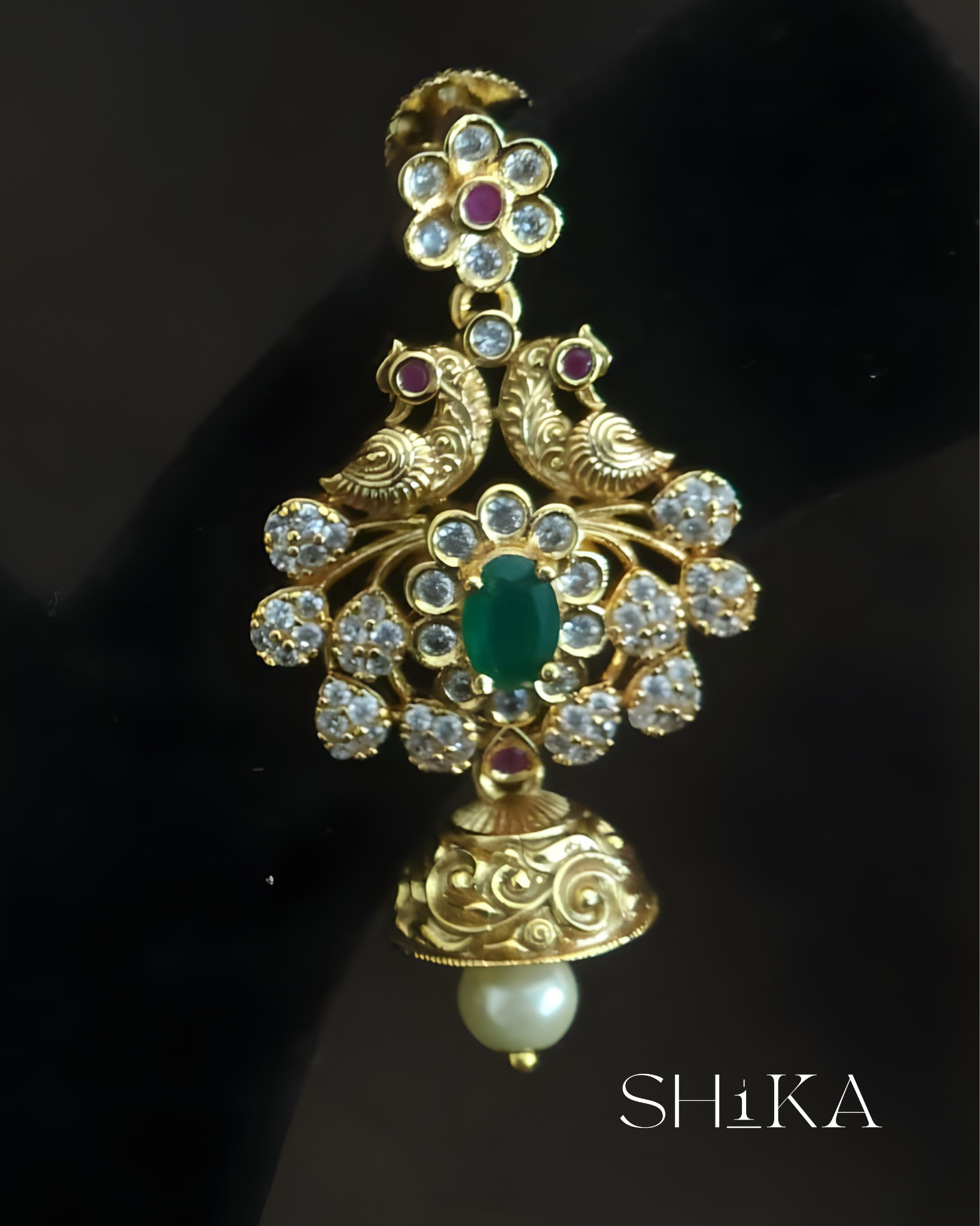 Polished Gold Chandbali Earrings