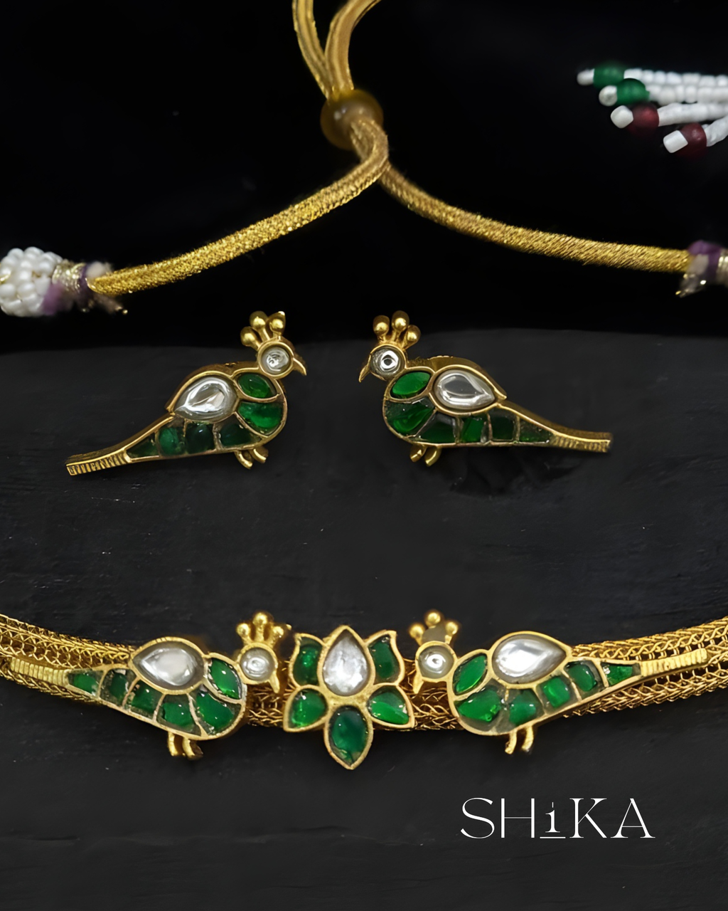 Jadau Kundan Peacock Necklace Set