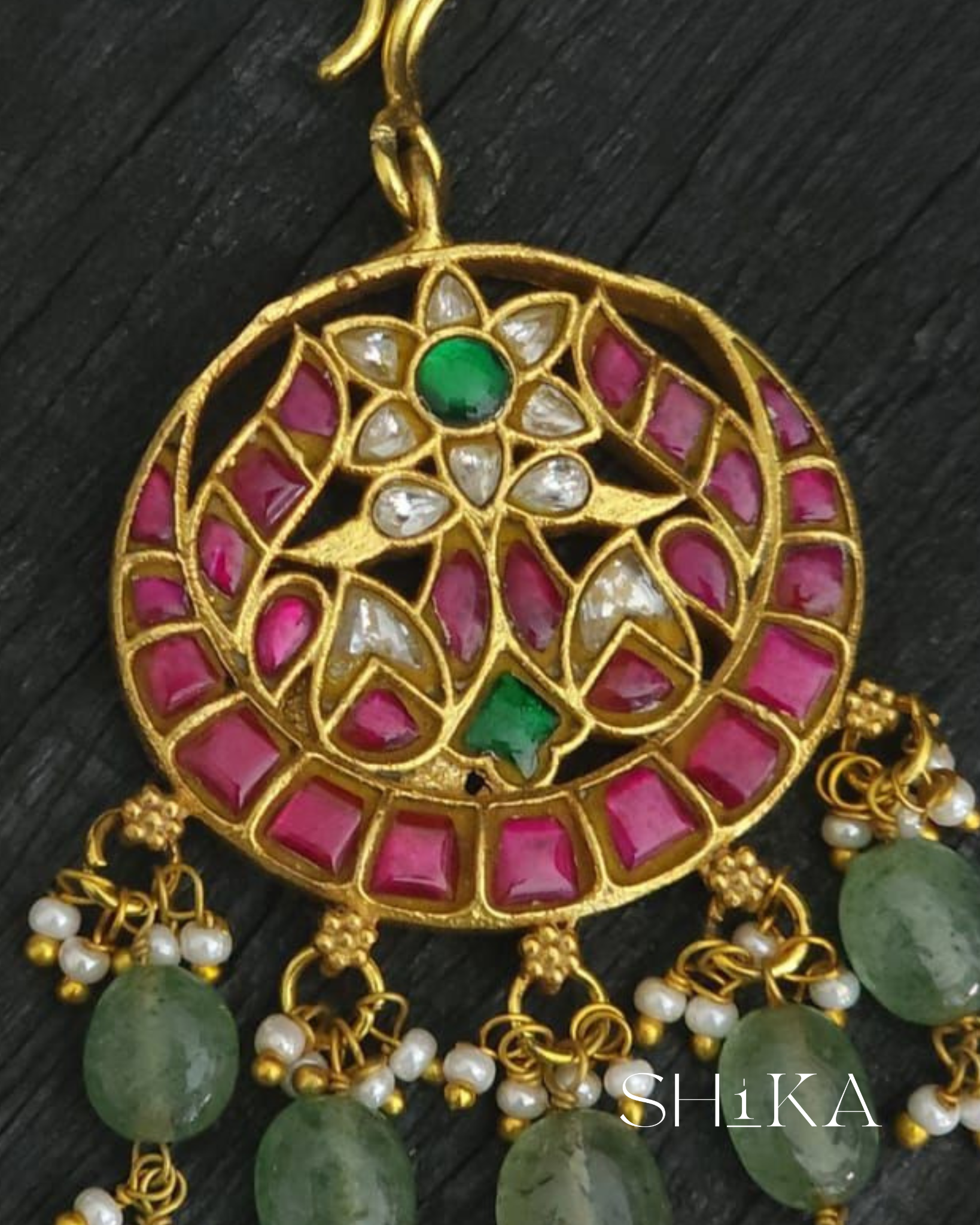 Floral Crest Jadau Kundan Tika