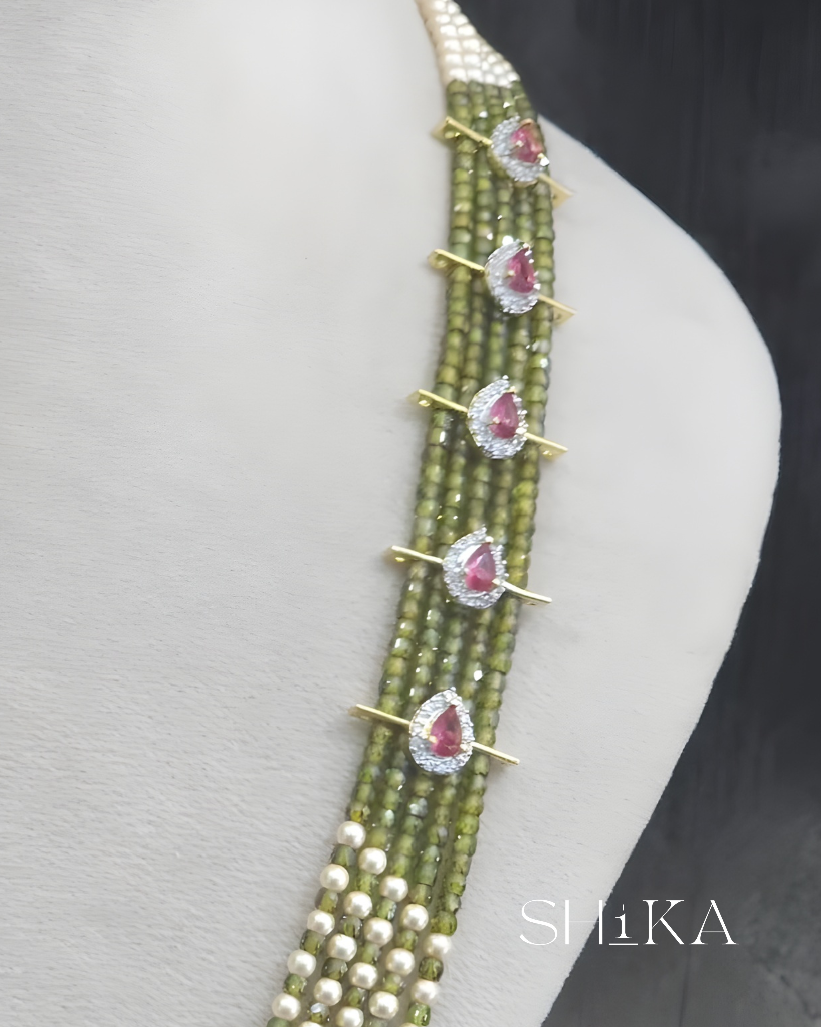 CZ and Mala Bead Necklace