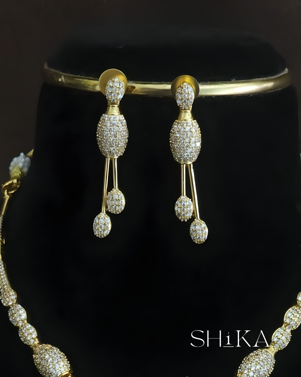 CZ Stone Kante Style Necklace Set