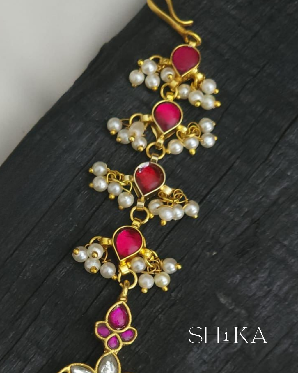 Beaded Fringe Jadau Kundan Tika