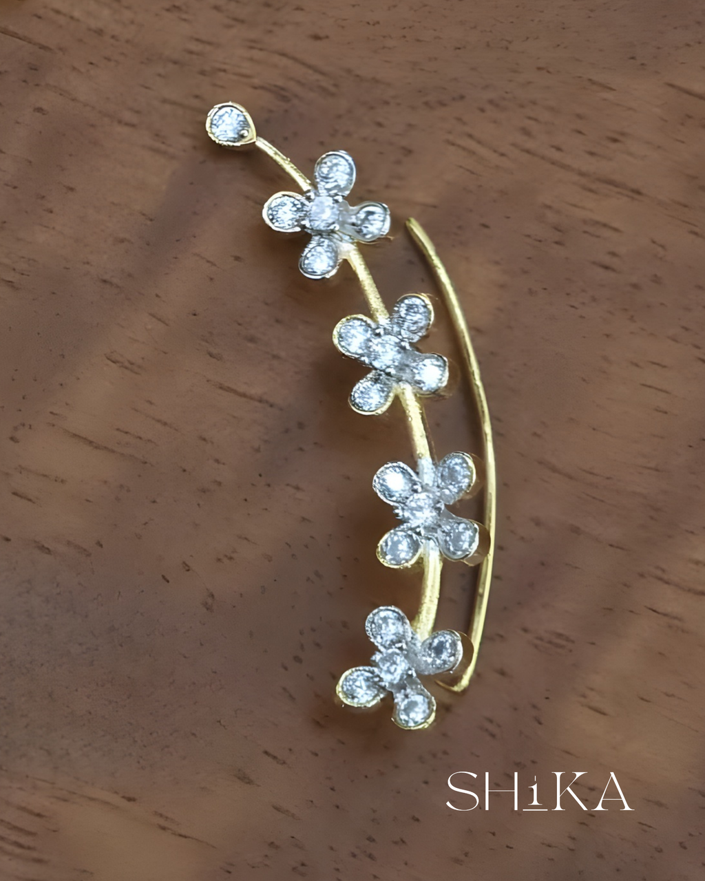 Diamond Floral Ear Cuff