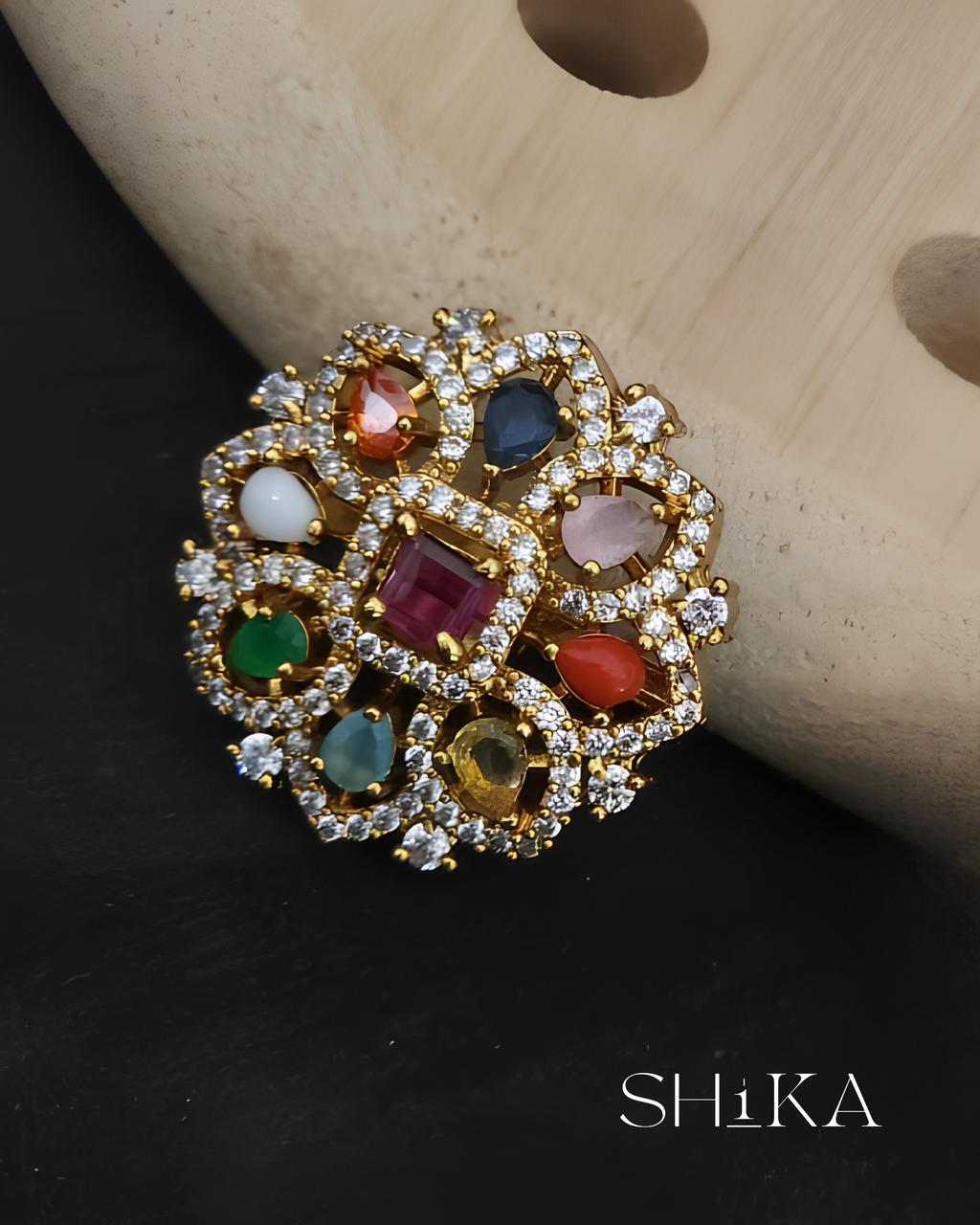 Navratna Cluster Stud Earrings
