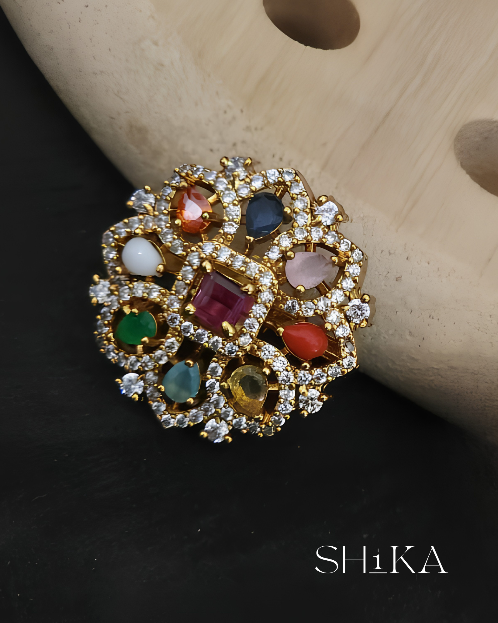 Navratna Cluster Stud Earrings