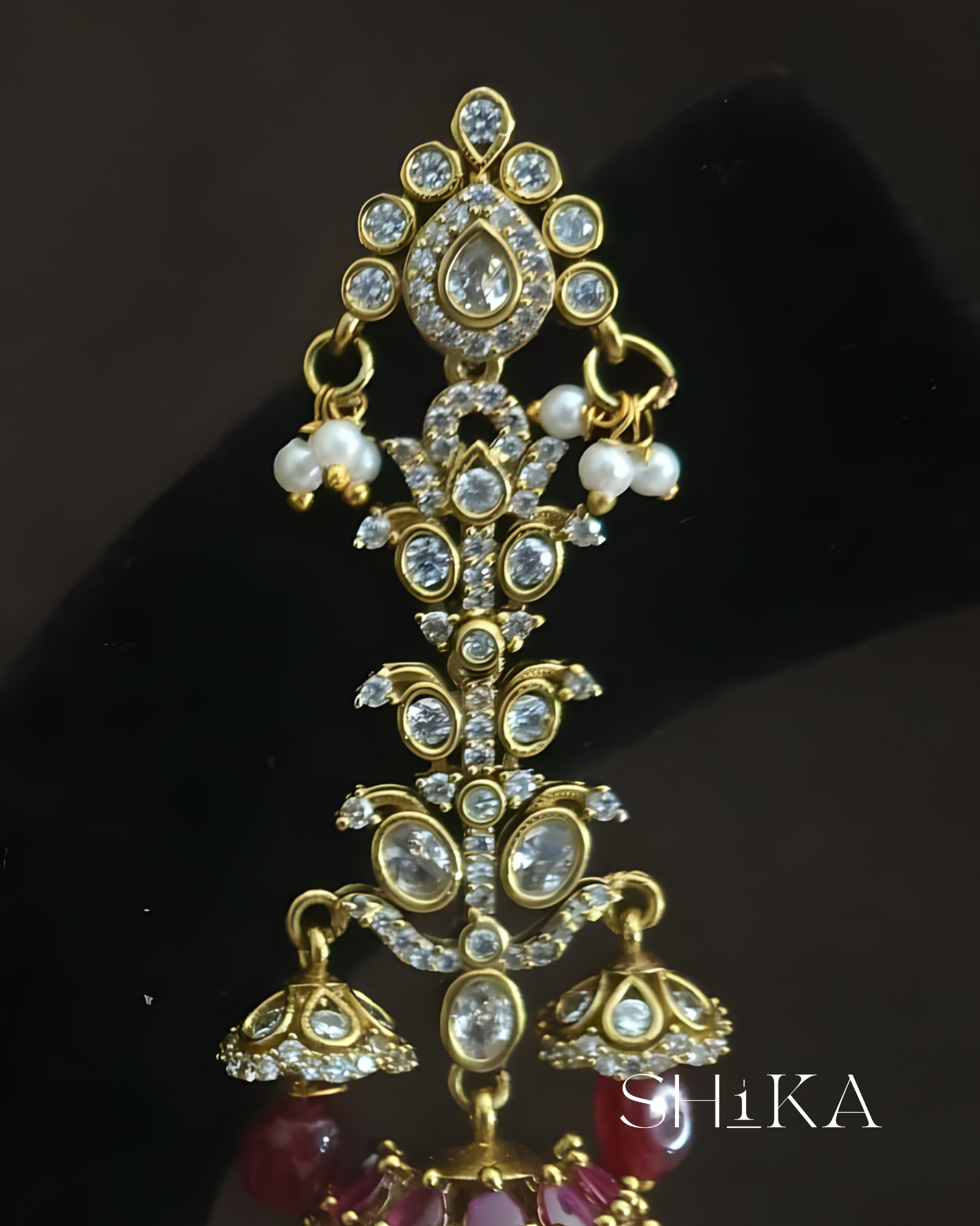 Grand Kempu Jhumka Earrings
