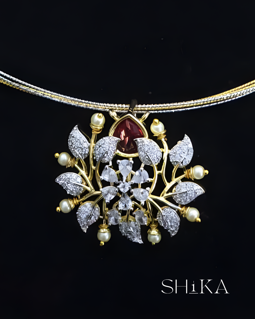 Floral Stone Necklace Set