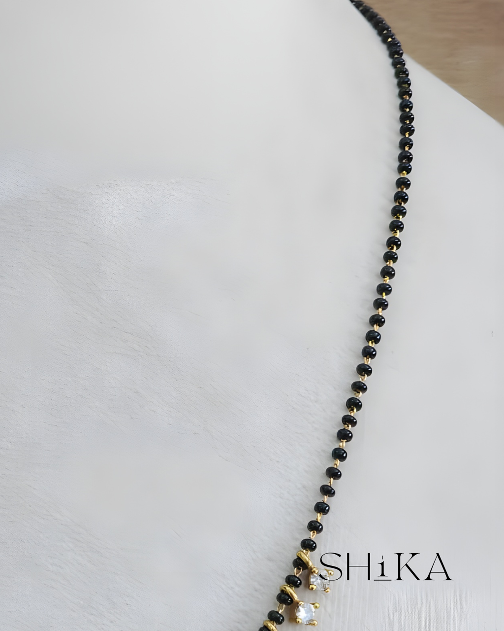 CZ Stone Nalla Pusalu Necklace Set