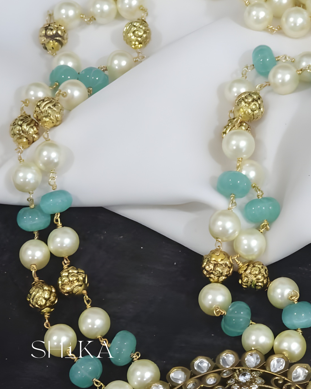 Victorian Peacock Mala Necklace Set