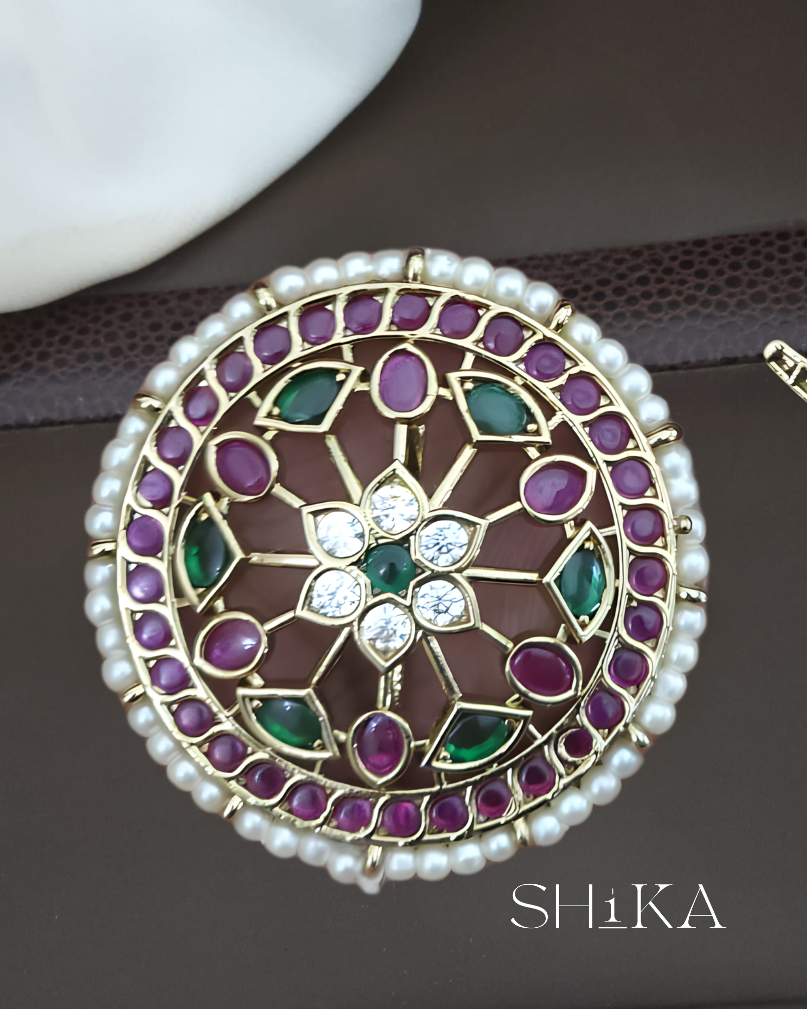 Kempu Floral Sun and Moon Hair Pins