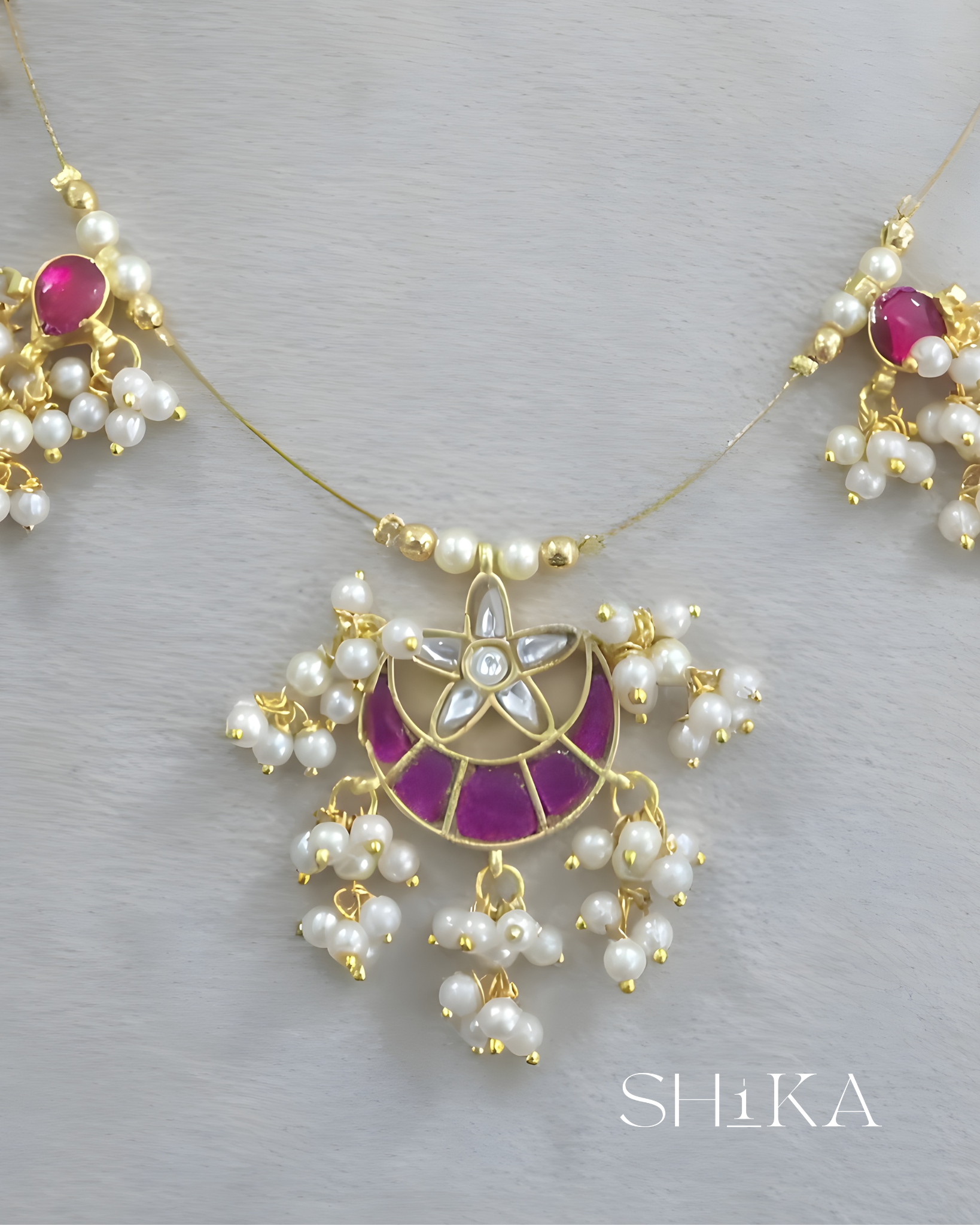 Cresent Jadau Kundan Invisible Necklace