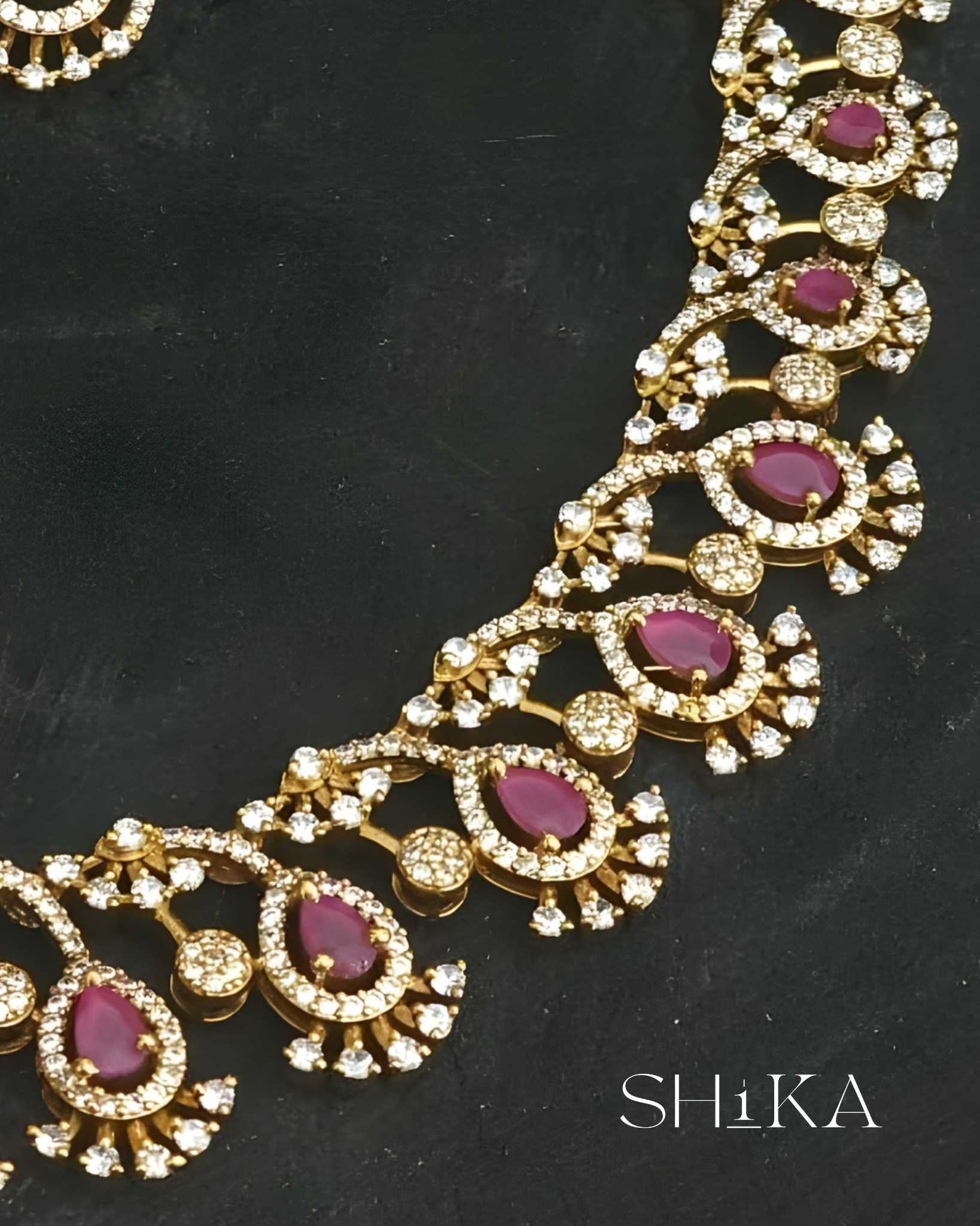 Mughal Tear Drop Stone Necklace Set