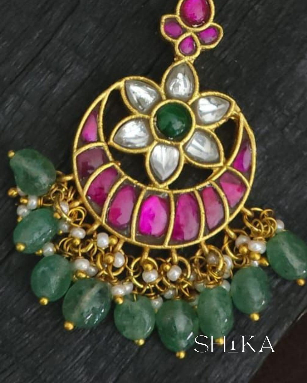 Beaded Fringe Jadau Kundan Tika