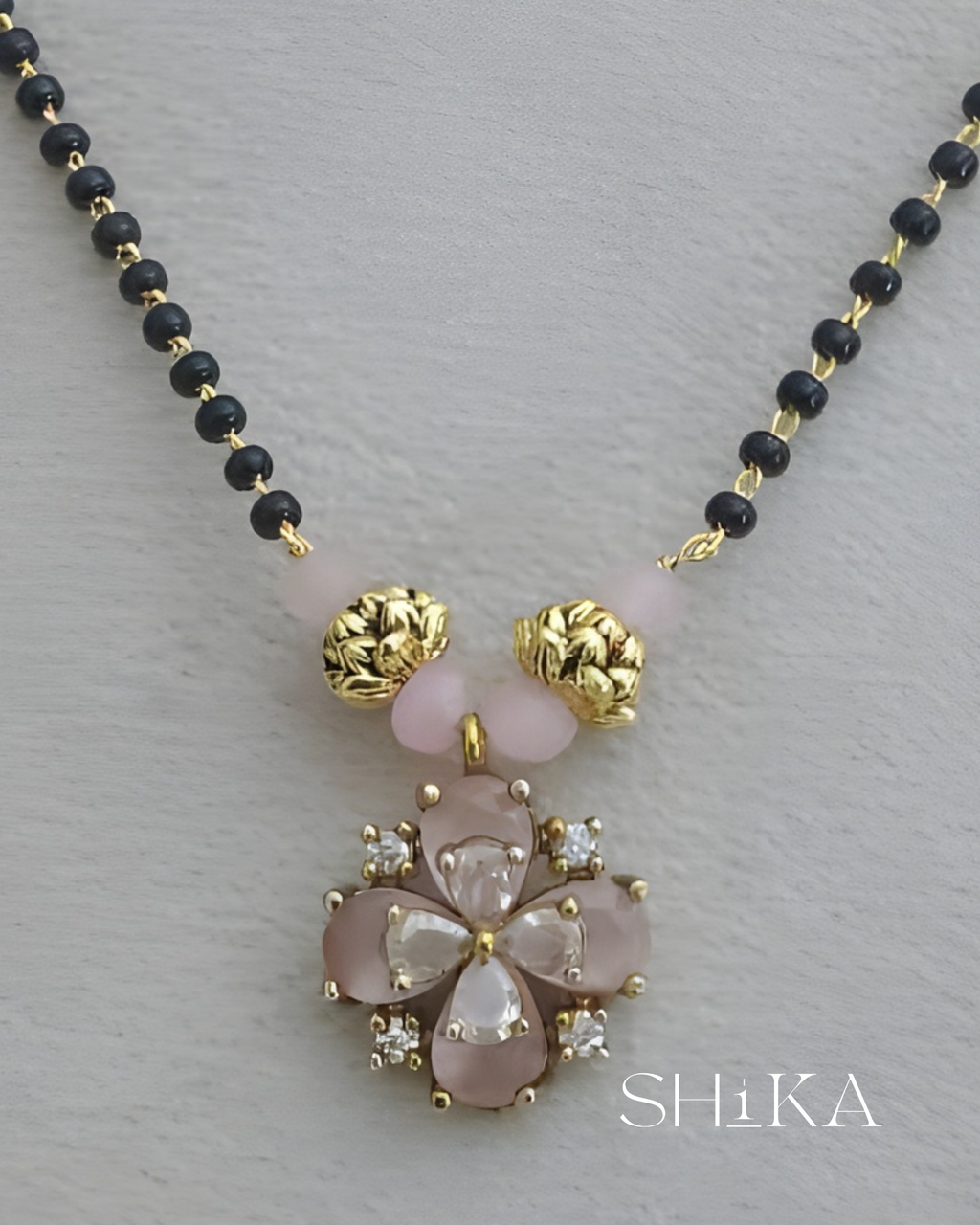 Blooming Pendant Nalla Pusalu Necklace