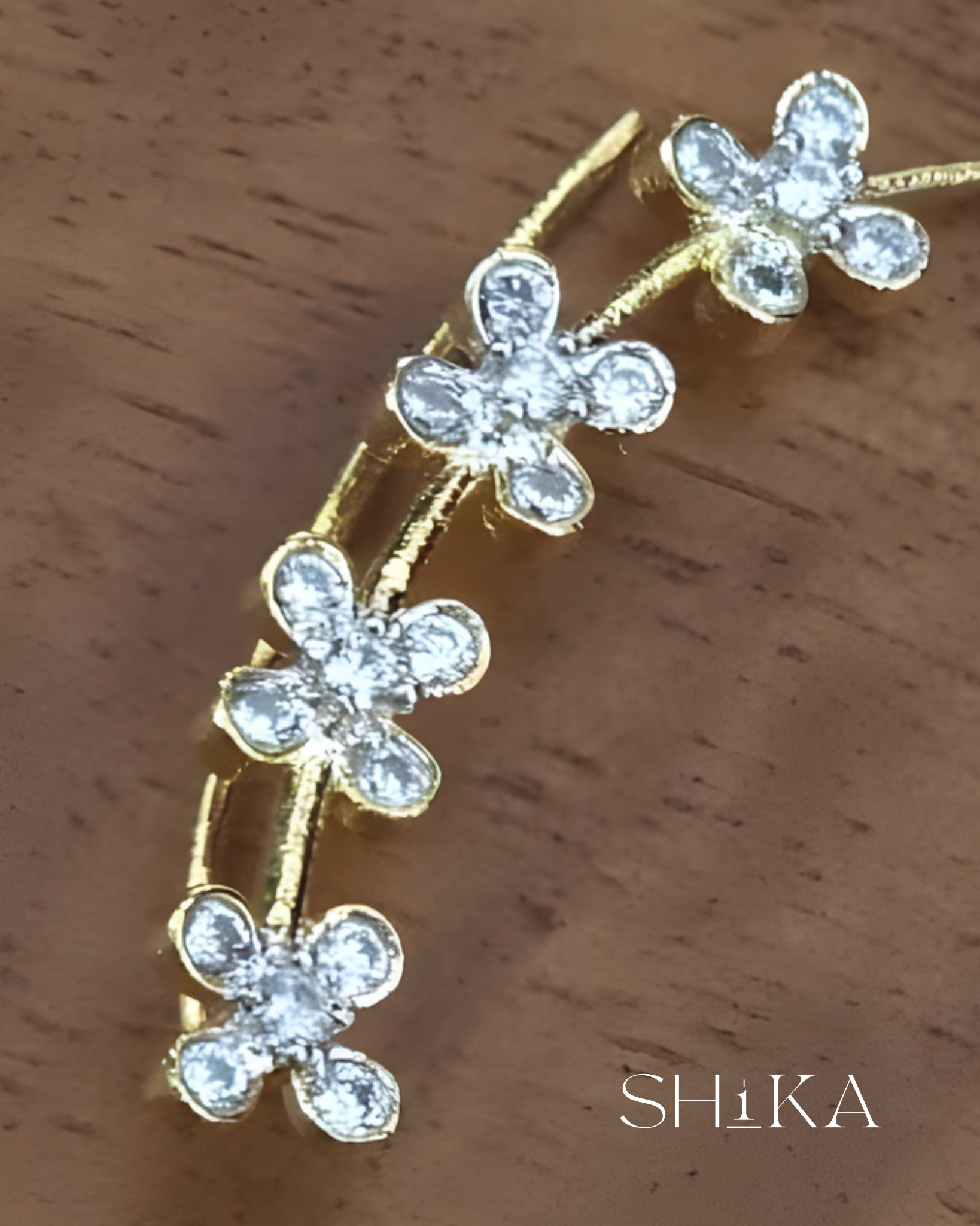 Diamond Floral Ear Cuff